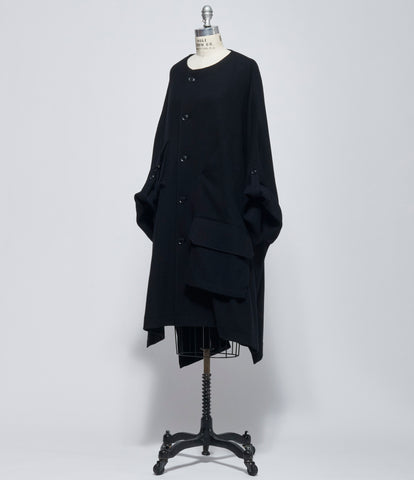 FW26 Y's Womens I-Collar Less Dolman Coat Black
