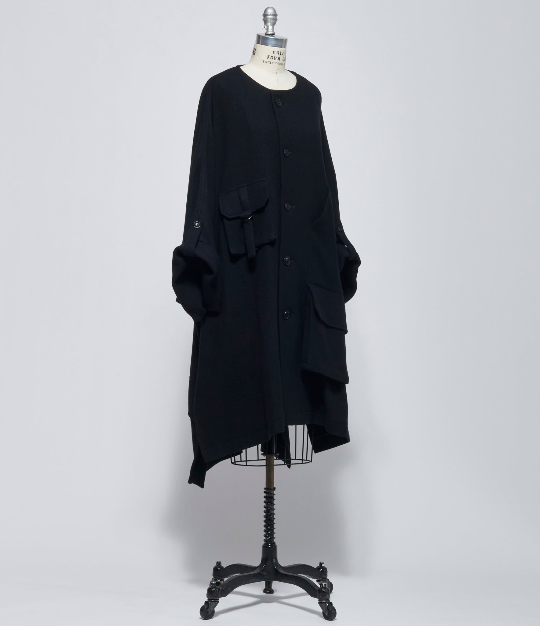 FW26 Y's Womens I-Collar Less Dolman Coat Black