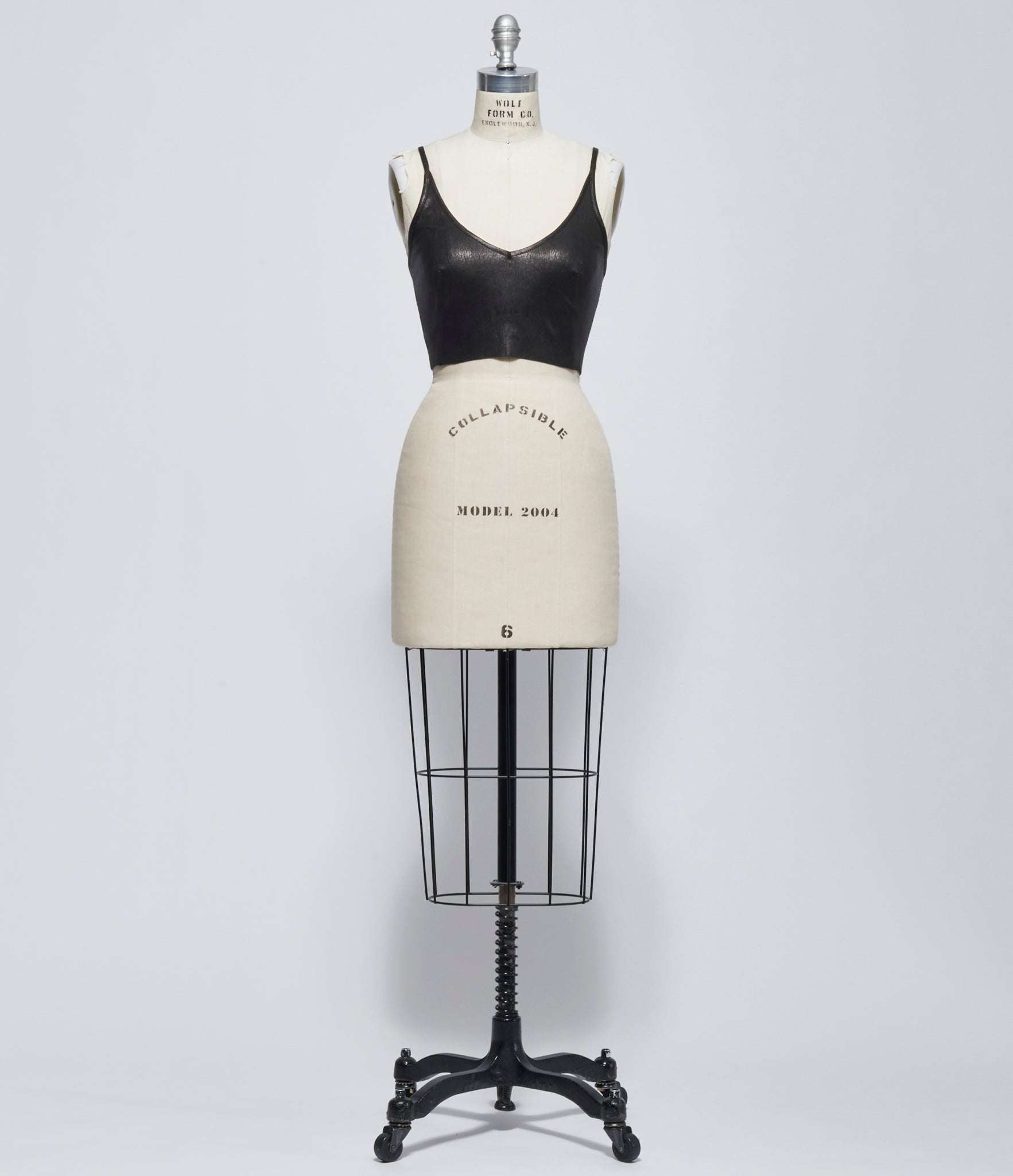 FW26 PRE Rick Owens Womens Lambskin Leather Cropped Camisole Top In Pelle Black