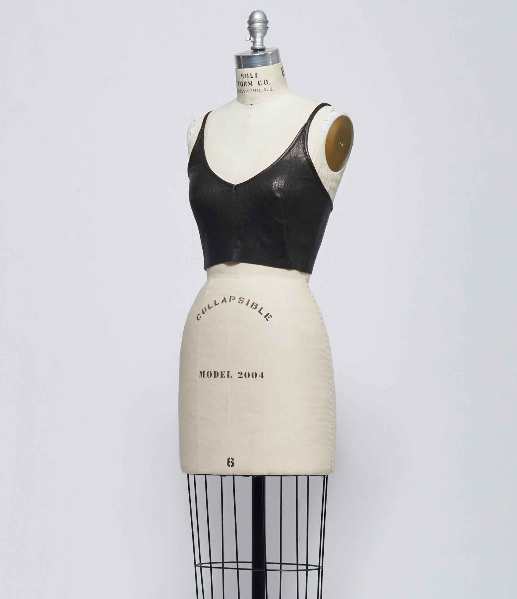 FW26 PRE Rick Owens Womens Lambskin Leather Cropped Camisole Top In Pelle Black