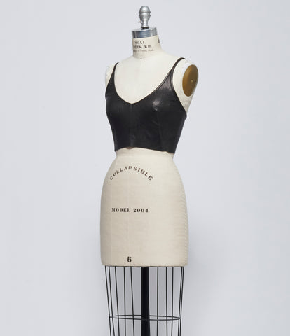 FW26 PRE Rick Owens Womens Lambskin Leather Cropped Camisole Top In Pelle Black