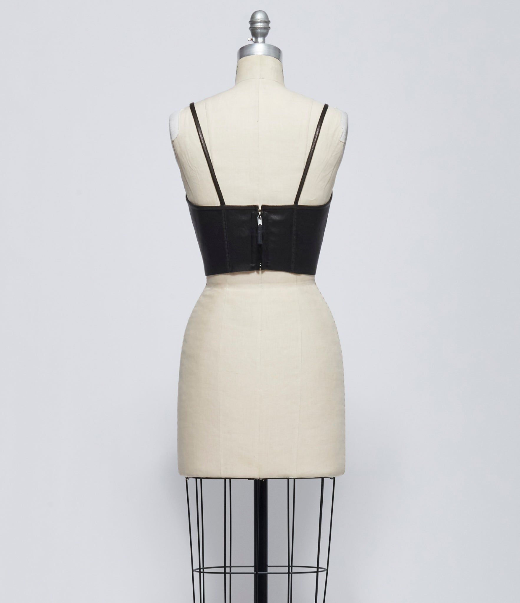 FW26 PRE Rick Owens Womens Lambskin Leather Cropped Camisole Top In Pelle Black