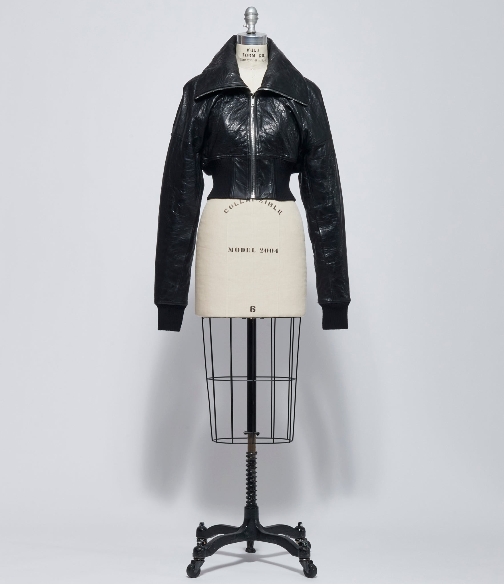 FW26 PRE Rick Owens Womens Bomber In Pelle Imbottito Dracuflight Cropped Black
