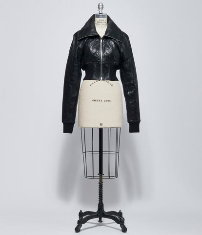 FW26 PRE Rick Owens Womens Bomber In Pelle Imbottito Dracuflight Cropped Black