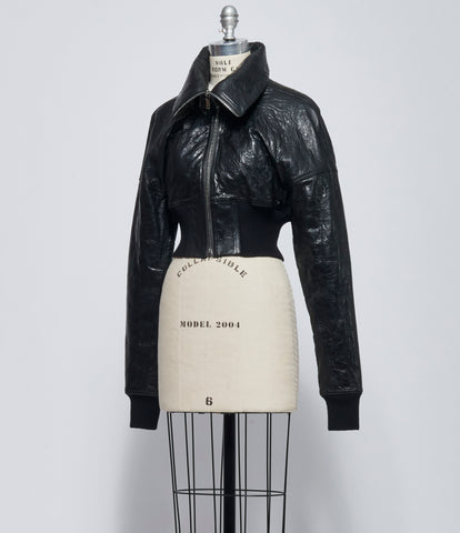 FW26 PRE Rick Owens Womens Bomber In Pelle Imbottito Dracuflight Cropped Black
