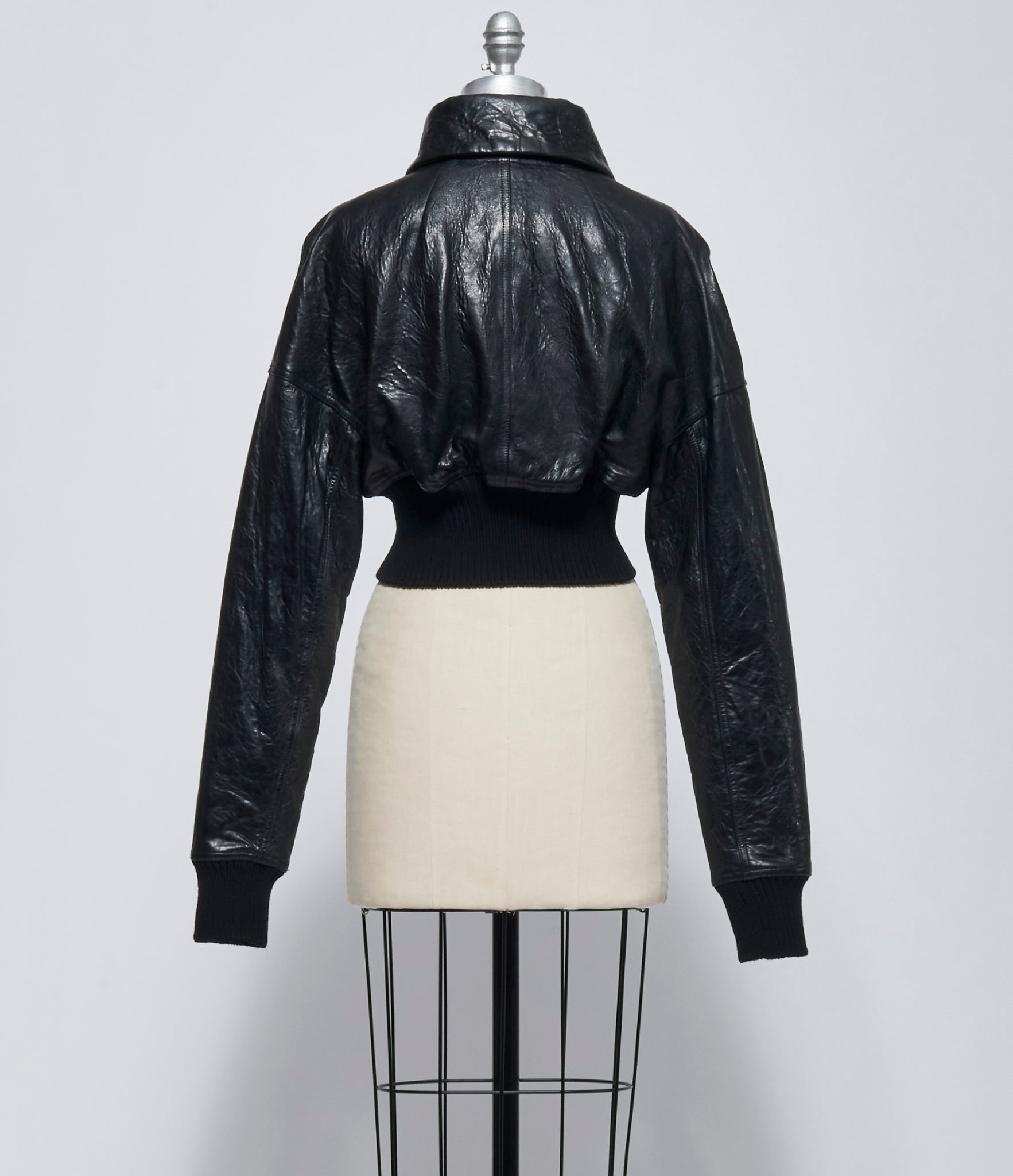 FW26 PRE Rick Owens Womens Bomber In Pelle Imbottito Dracuflight Cropped Black