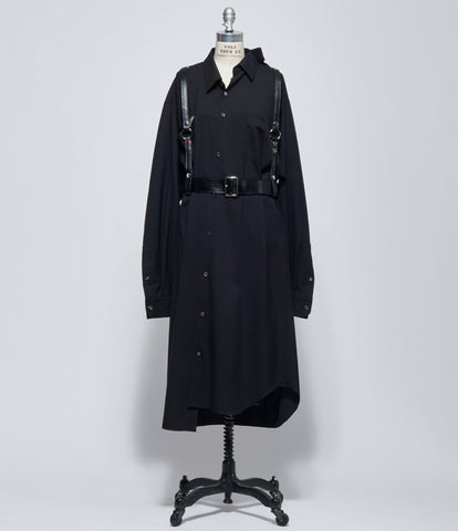 FW26 Junya Watanabe Women's Black Wool Harness Shirt Dress