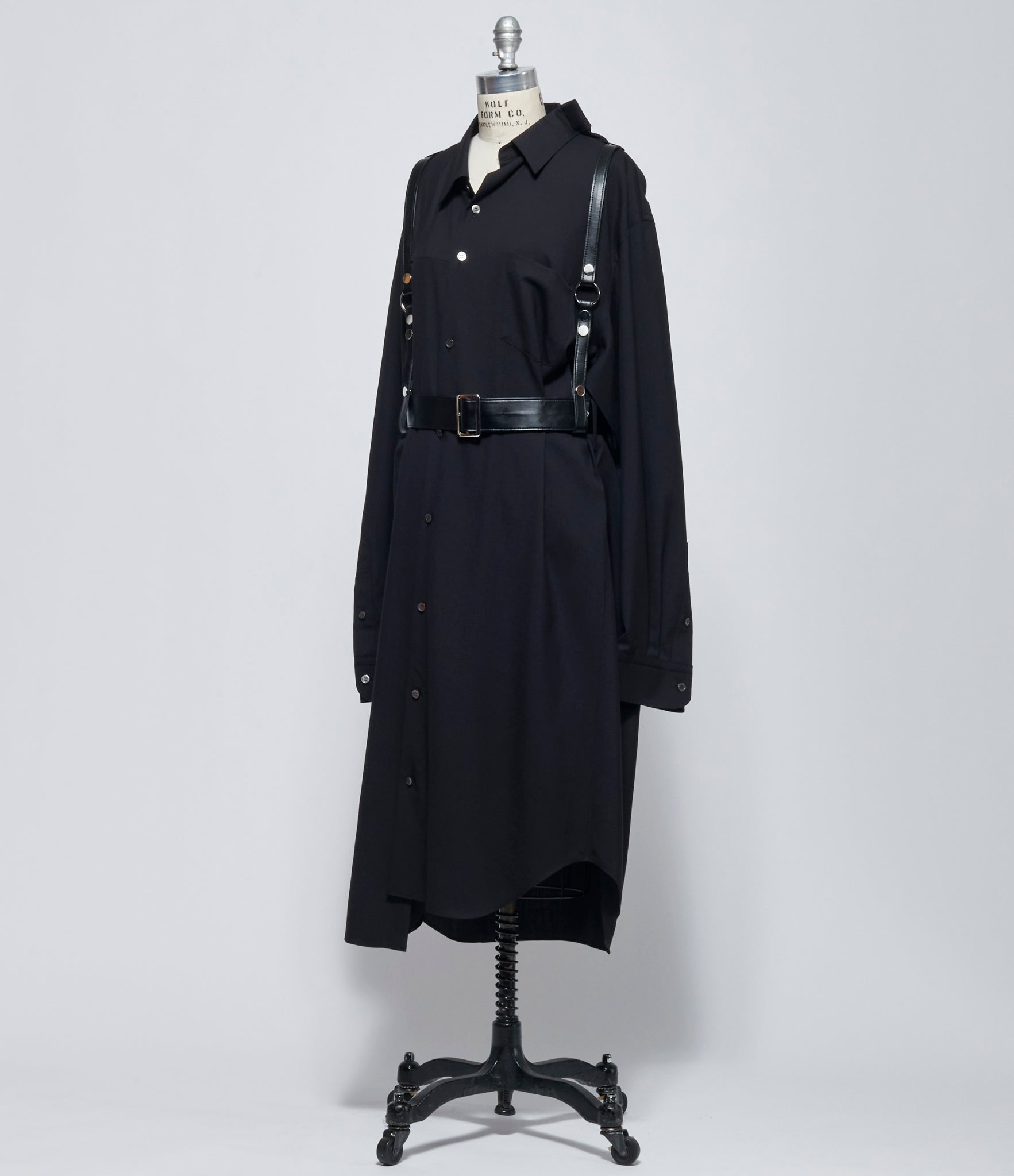 FW26 Junya Watanabe Women's Black Wool Harness Shirt Dress