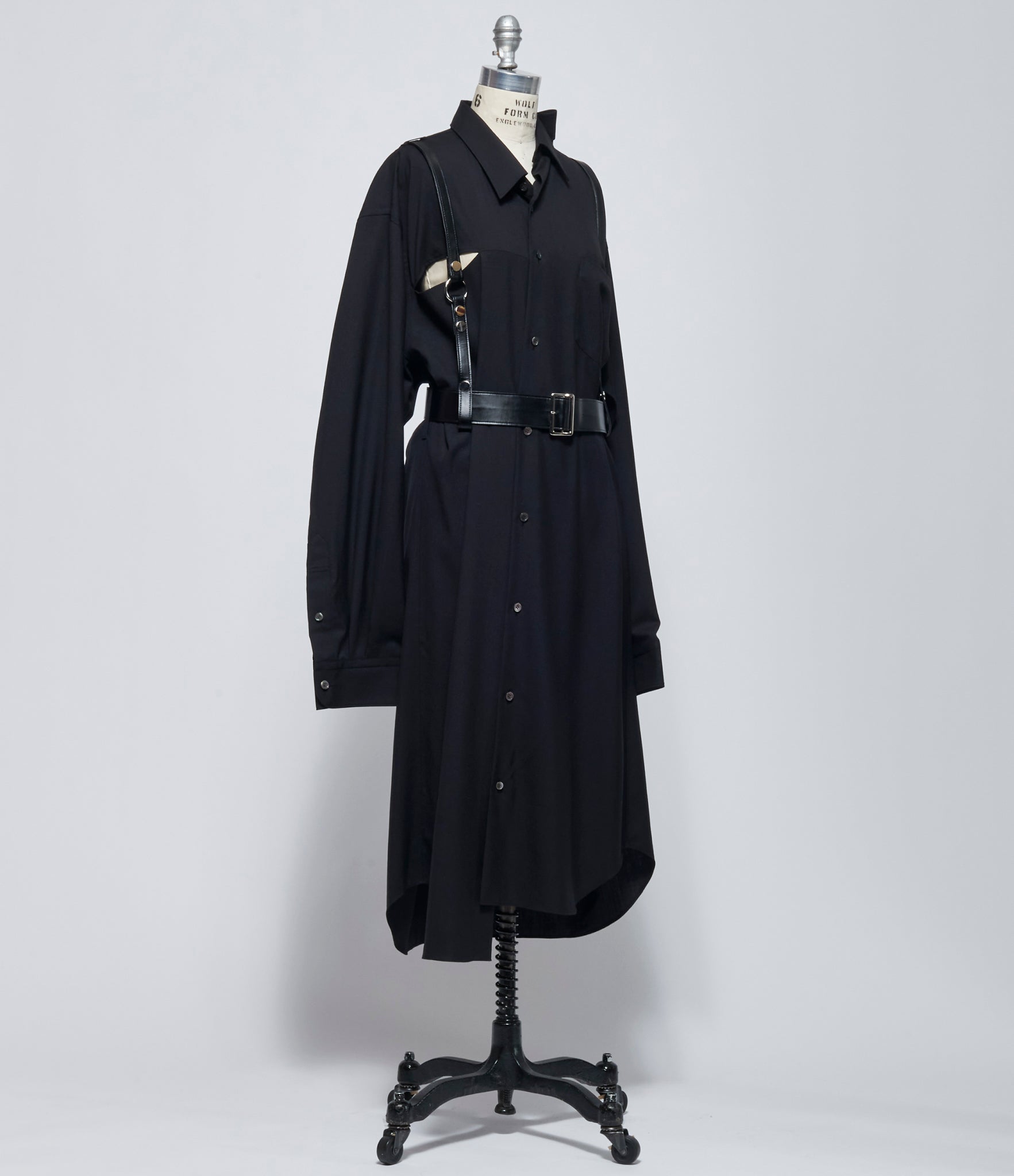 FW26 Junya Watanabe Women's Black Wool Harness Shirt Dress