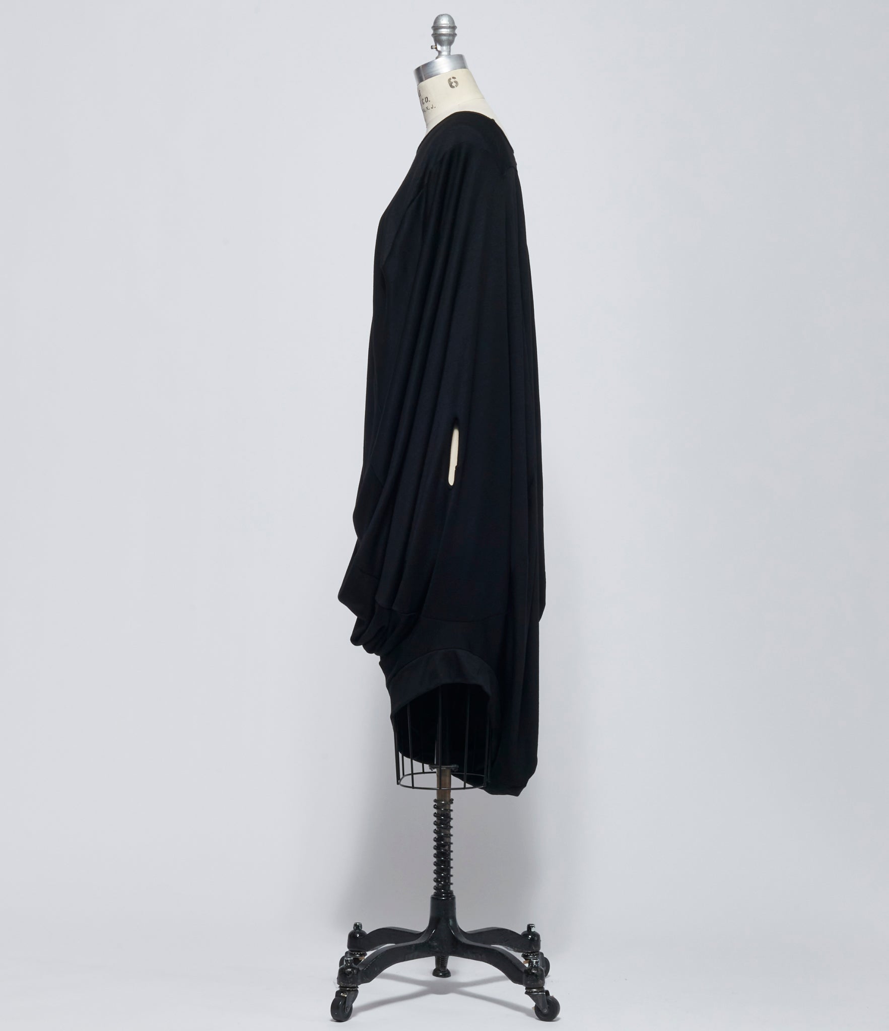 FW26 Junya Watanabe Women's Black Draped Asymmetric Wool Dress