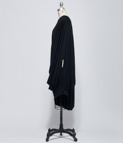 FW26 Junya Watanabe Women's Black Draped Asymmetric Wool Dress