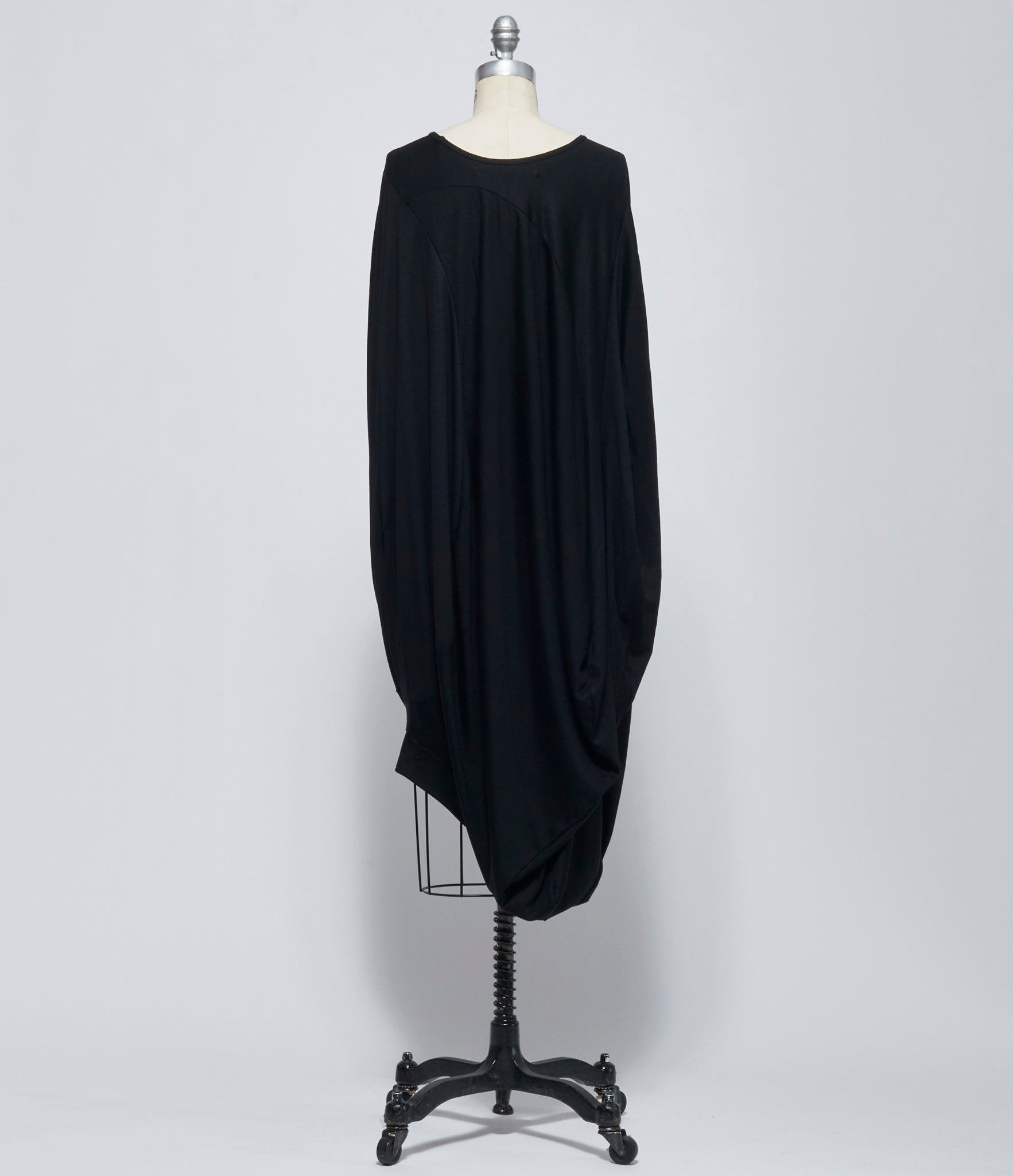 FW26 Junya Watanabe Women's Black Draped Asymmetric Wool Dress