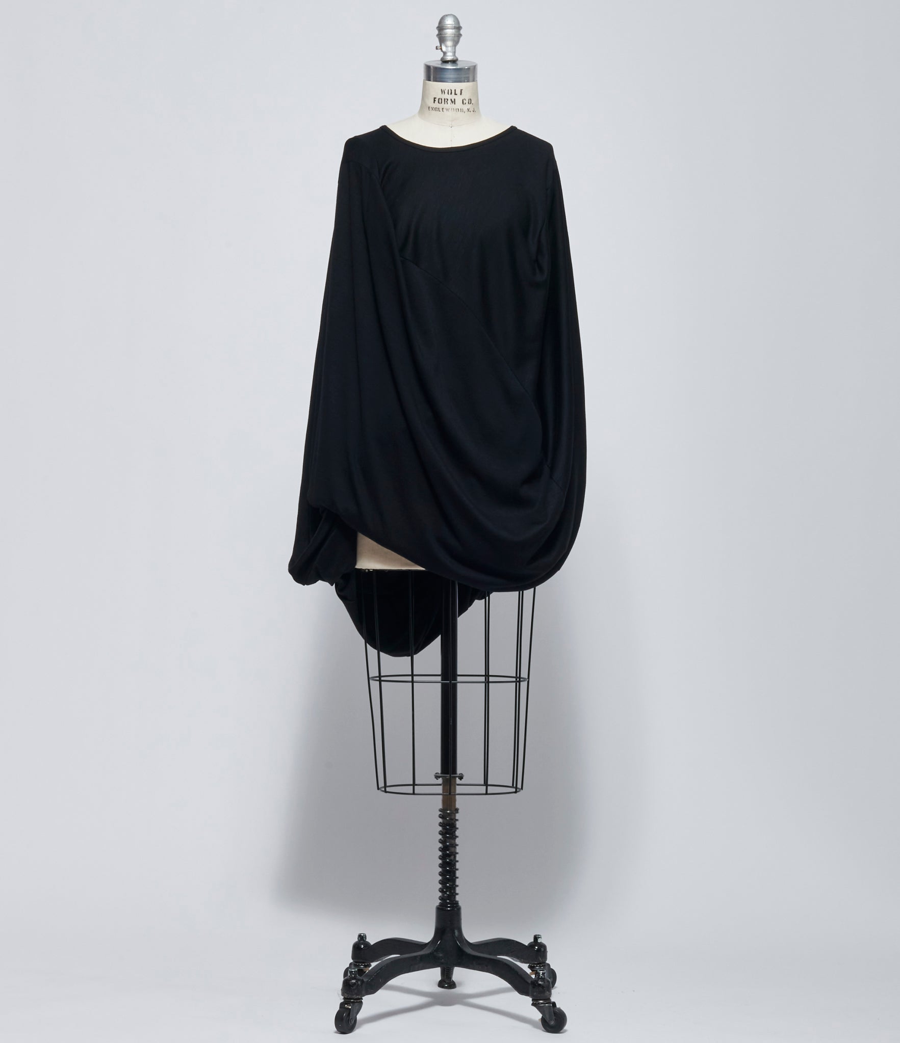 FW26 Junya Watanabe Women's Black Draped Asymmetric Wool Dress