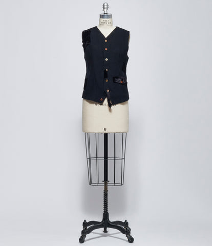 AW26 Aleksandr Manamis Womens Velvet Panel Vest Black