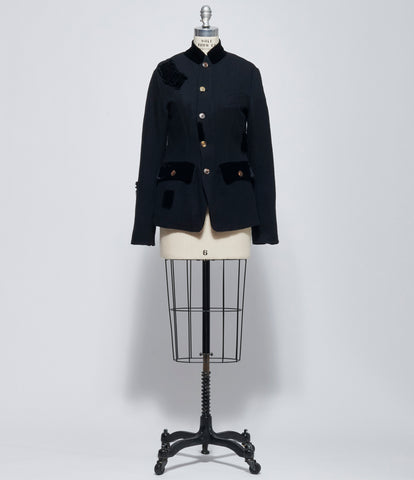 AW26 Aleksandr Manamis Womens Velvet Panel Jacket Black