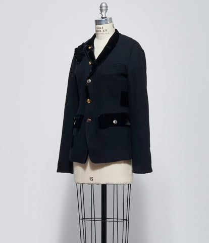 AW26 Aleksandr Manamis Womens Velvet Panel Jacket Black