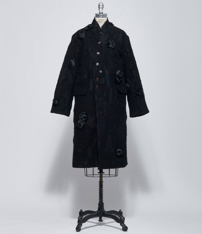 AW26 Aleksandr Manamis Women's Floral Appliqué Wool-Blend Long Coat
