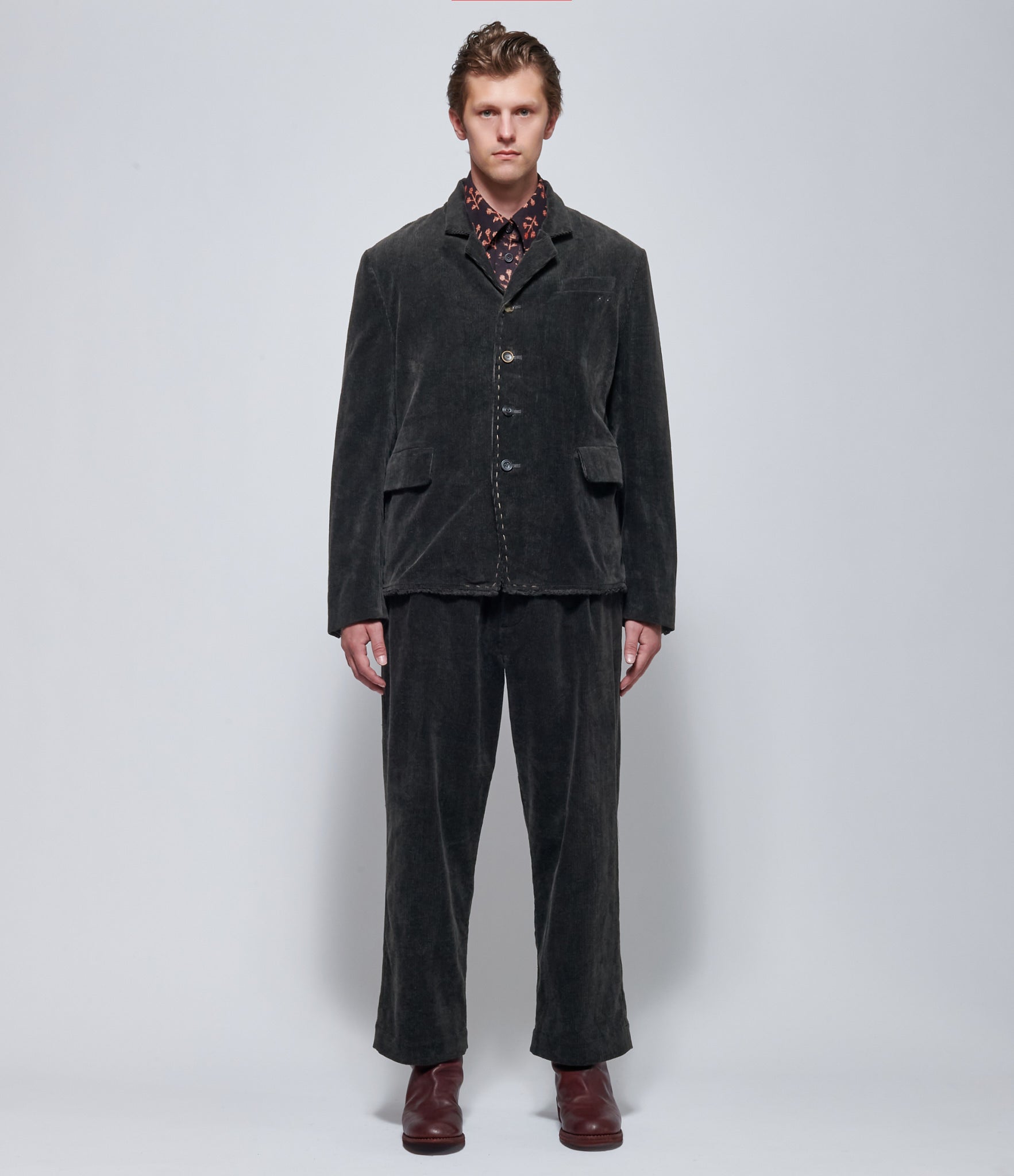 A Tentative Atelier Mens Meyer G Dark Ink Corduroy Handstitch Blazer