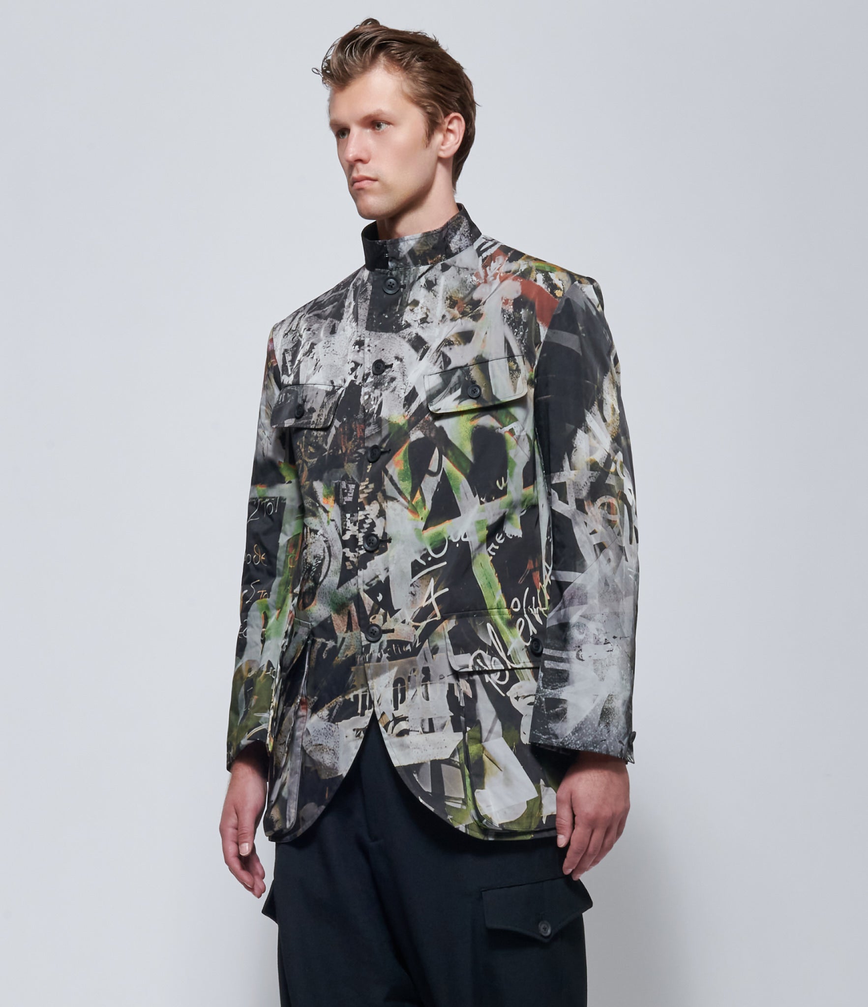 Yohji Yamamoto Mens Graffiti Khaki Jacket
