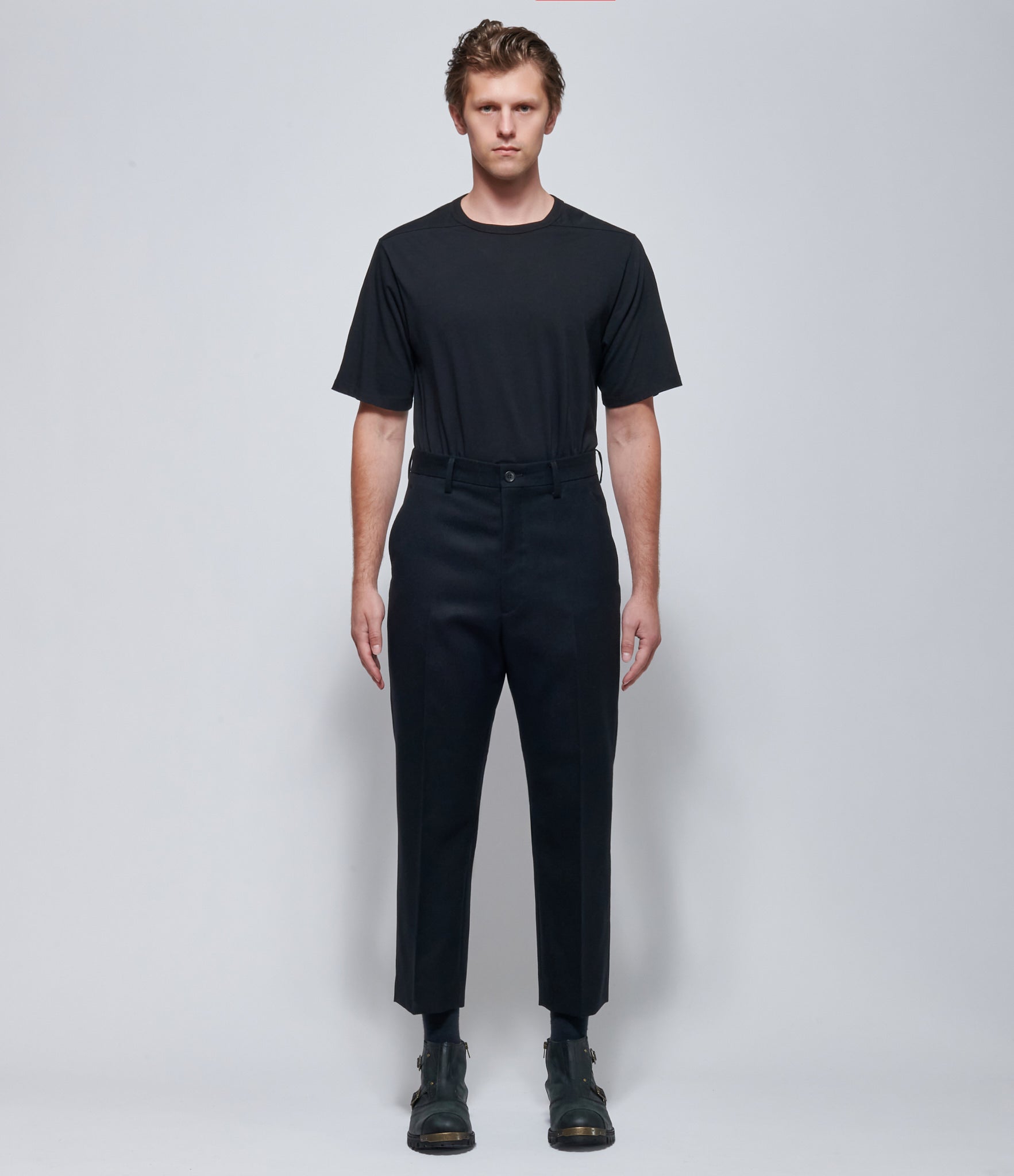 Junya Watanabe Mens Black Wool Cropped Trousers