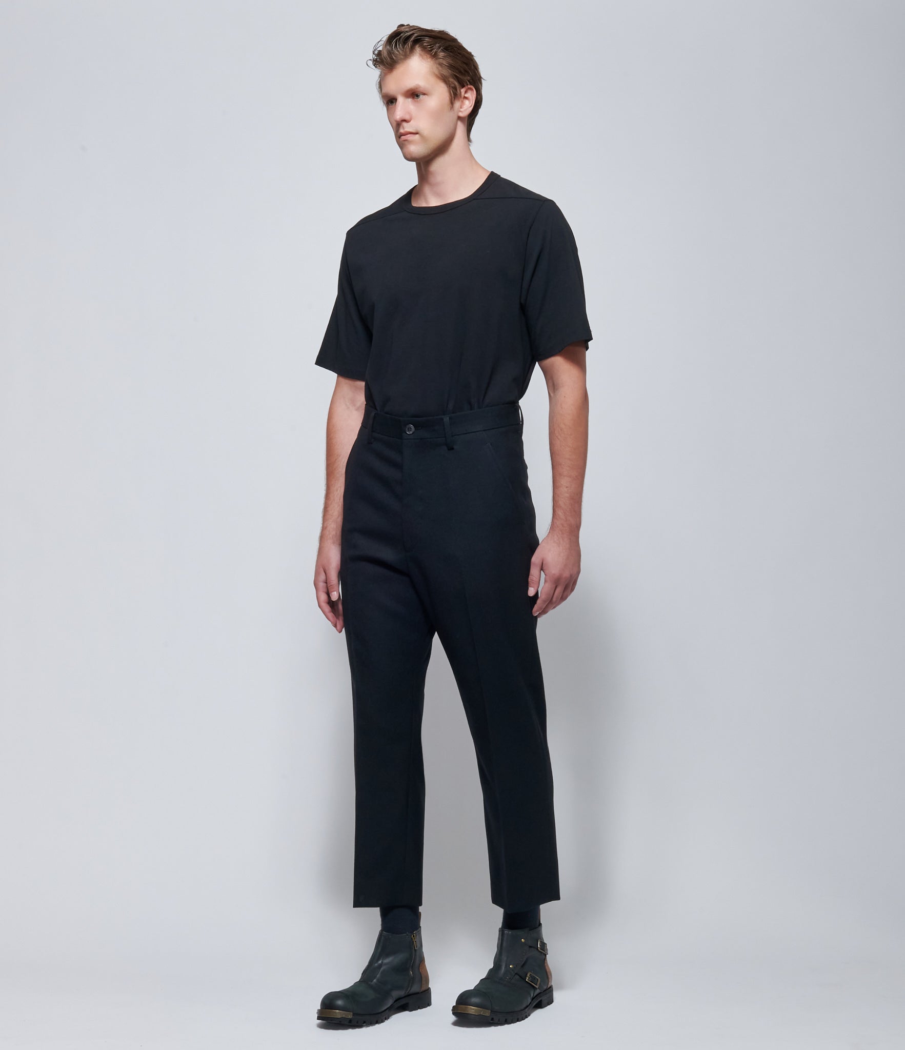 Junya Watanabe Mens Black Wool Cropped Trousers