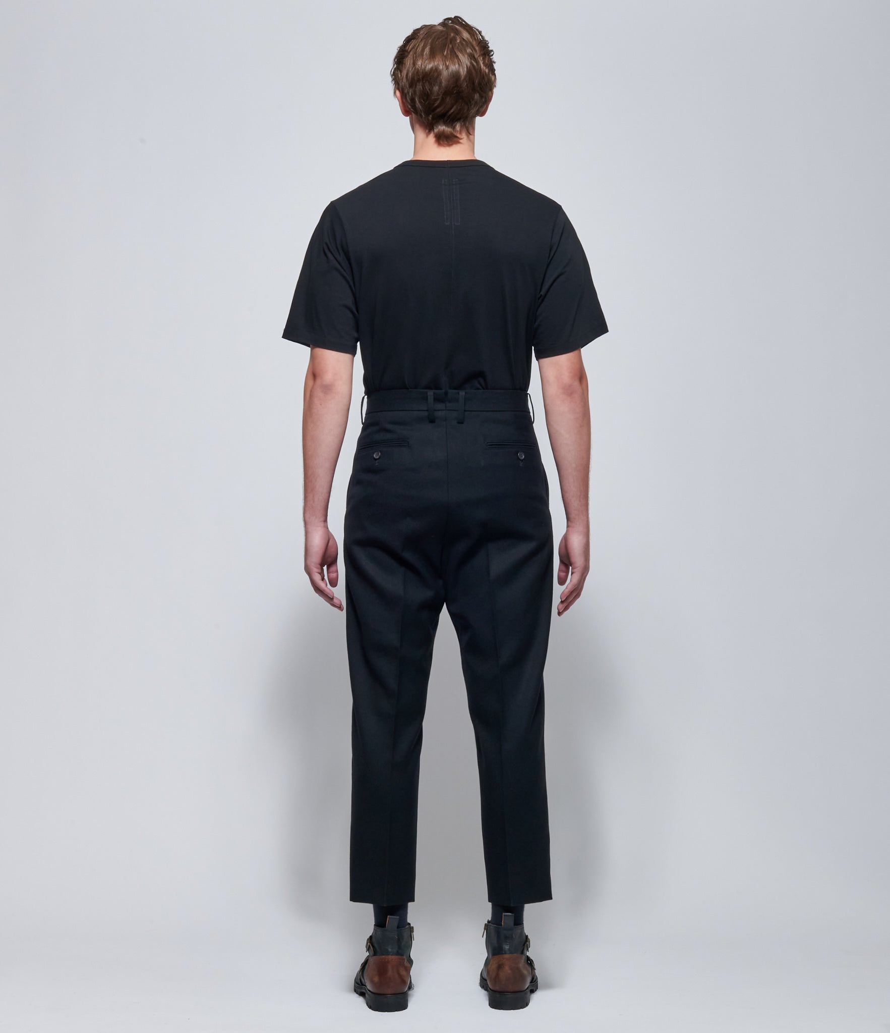 Junya Watanabe Mens Black Wool Cropped Trousers