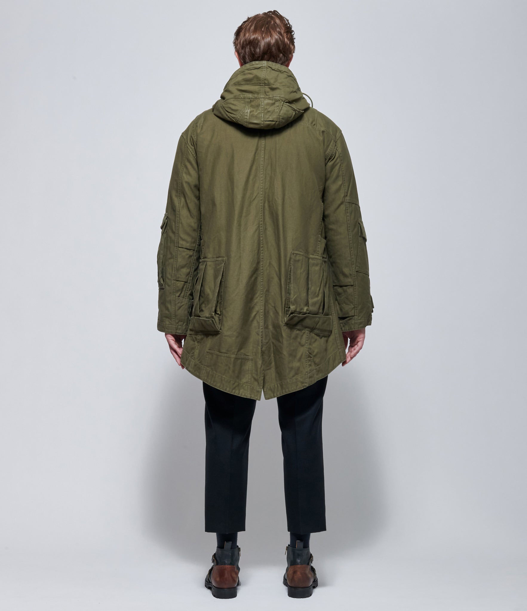Junya Watanabe Mens Khaki Green Needles Fishtail Military Parka