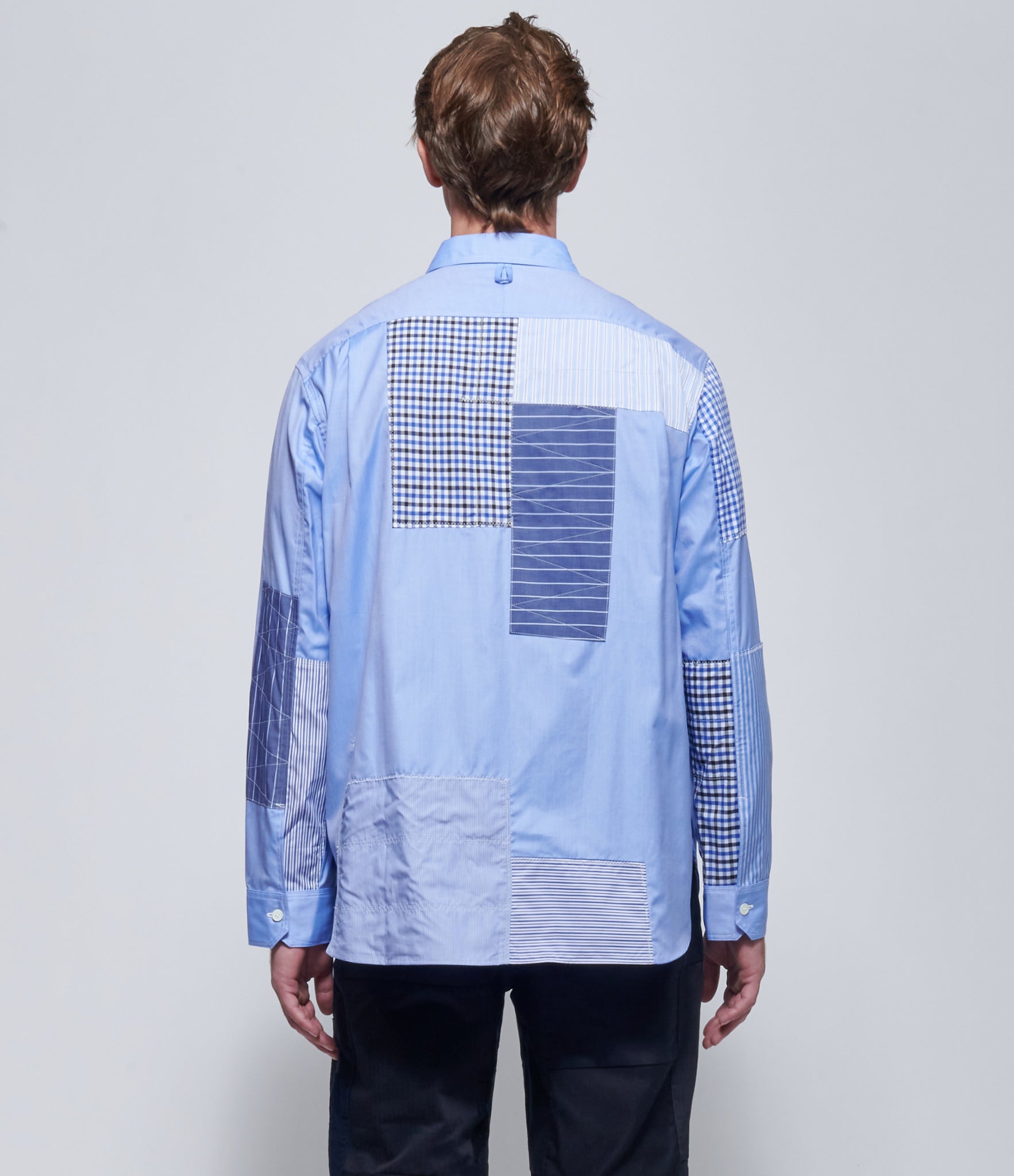 Junya Watanabe Mens Shirt Blue Patchwork Shirt