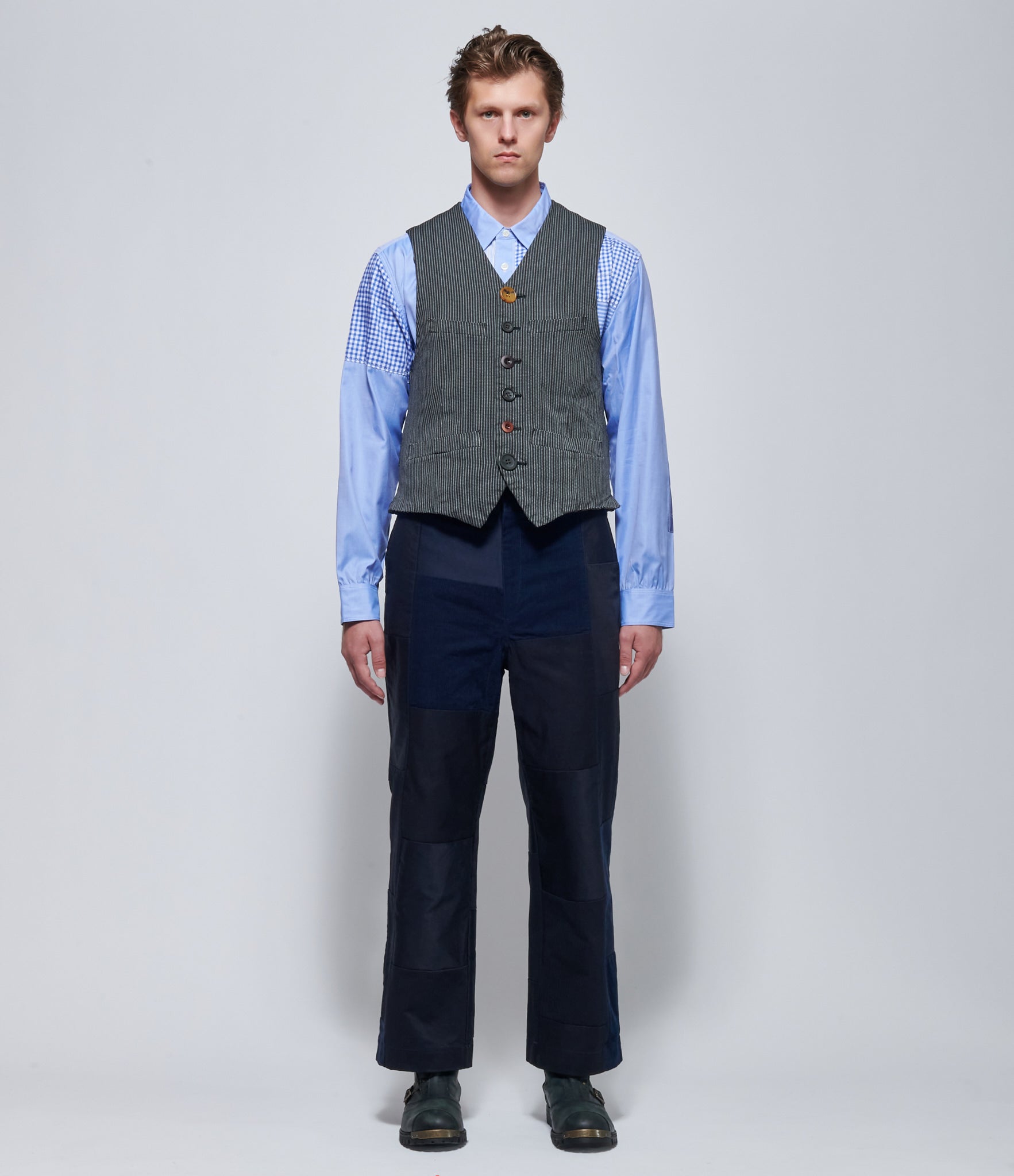Junya Watanabe Mens Grey Pinstripe Vest