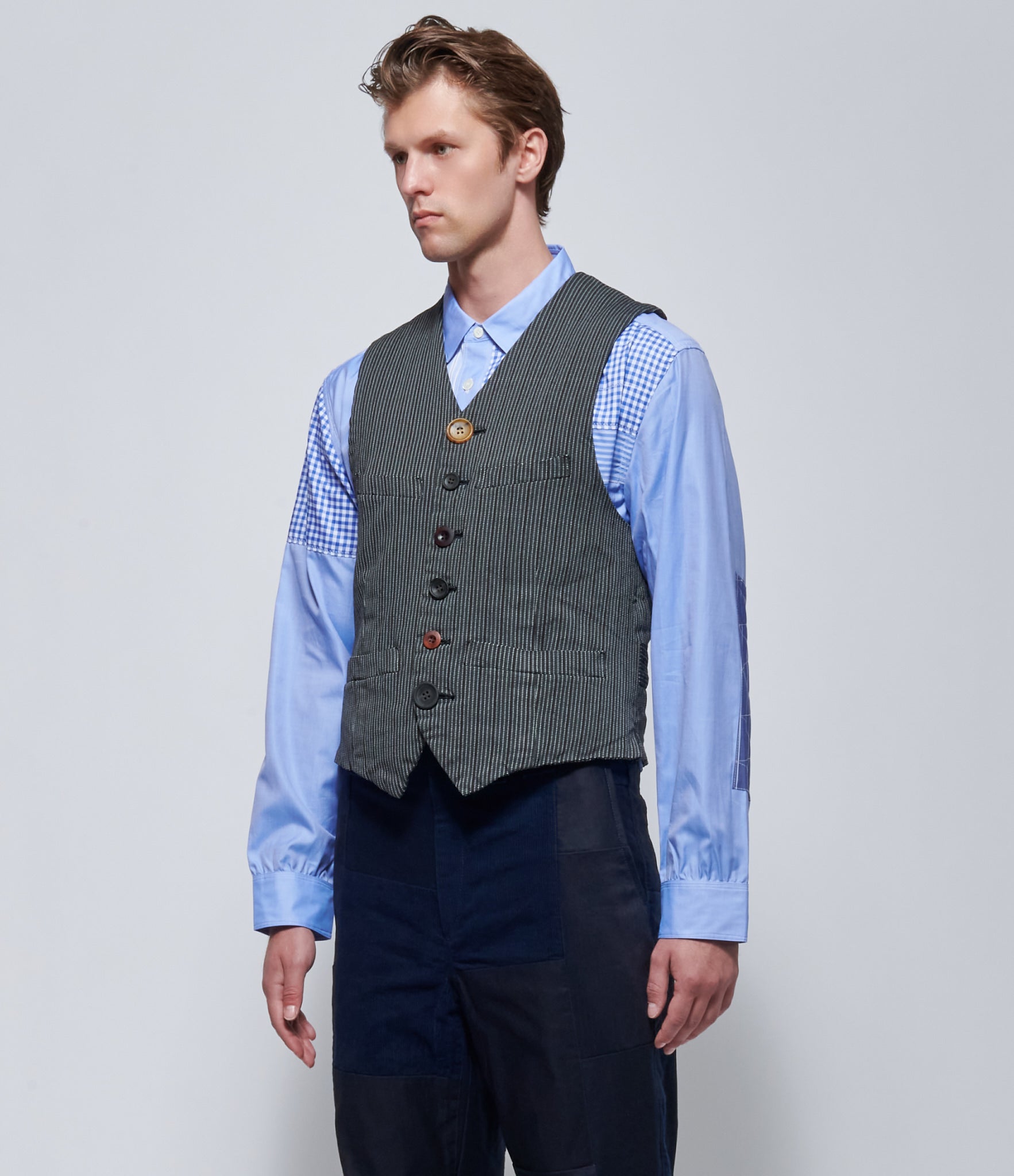 Junya Watanabe Mens Grey Pinstripe Vest