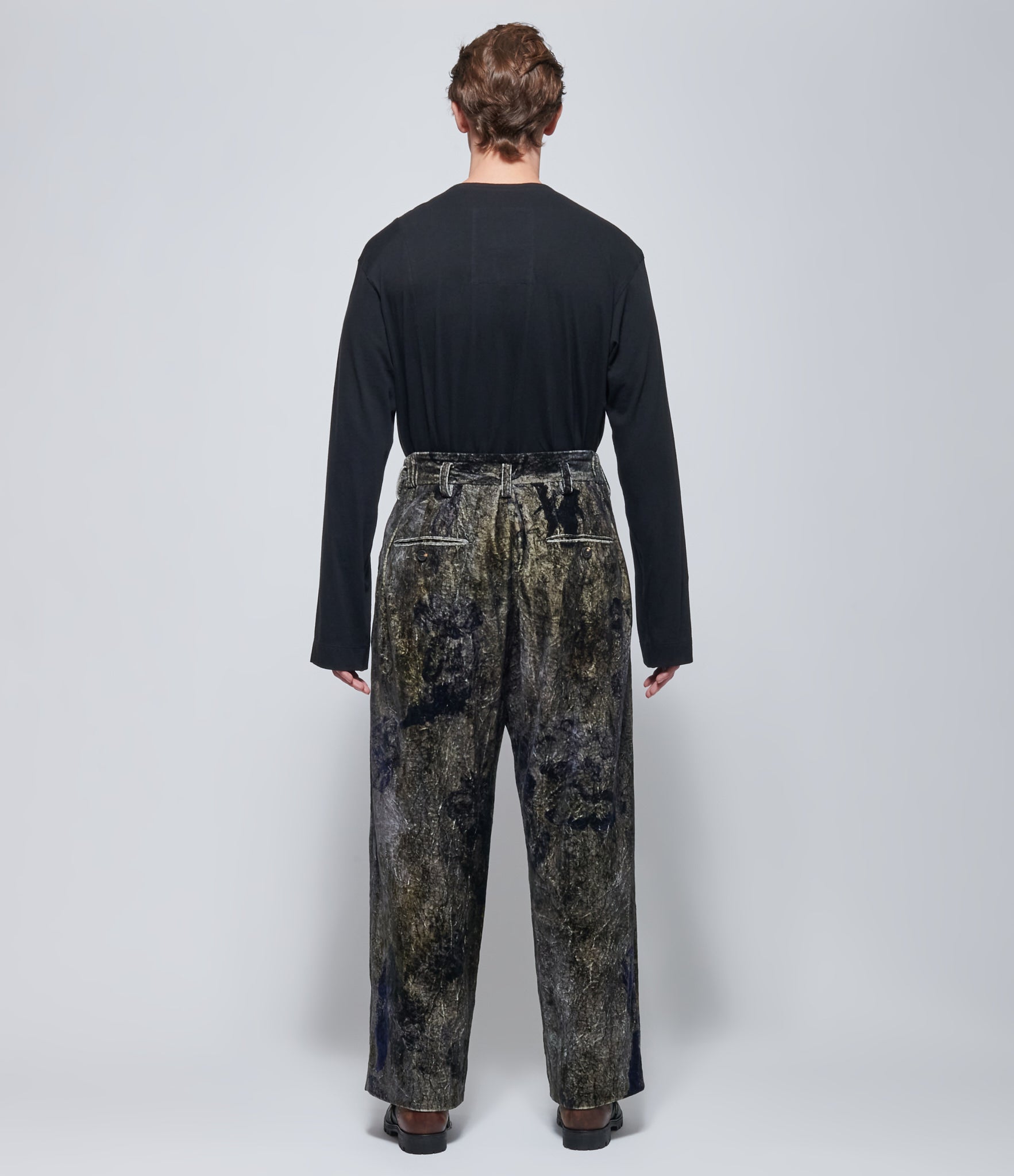Ziggy Chen Mens Digital-Print Velvet Trousers