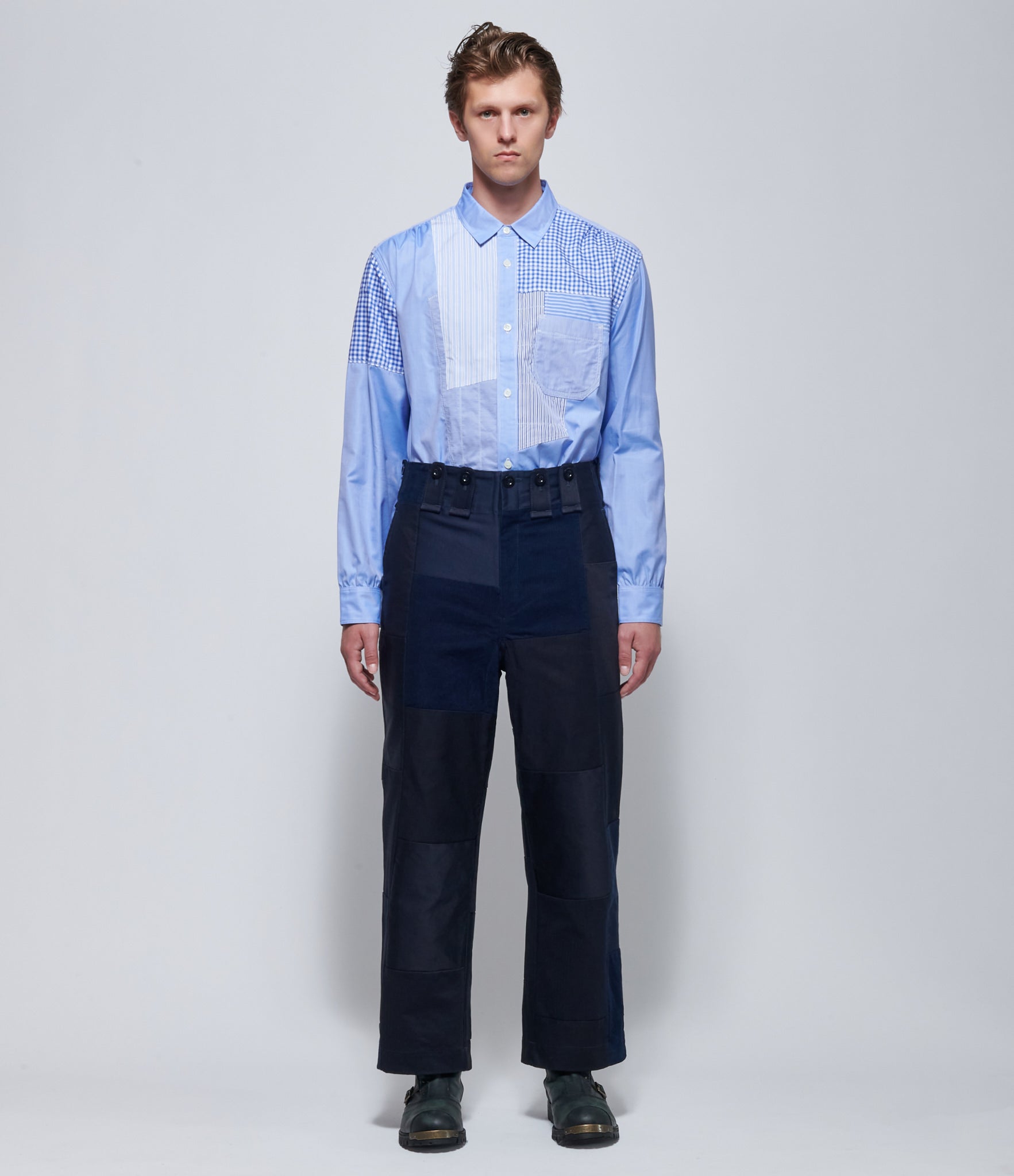 Junya Watanabe Mens Midnight Patchwork Trousers