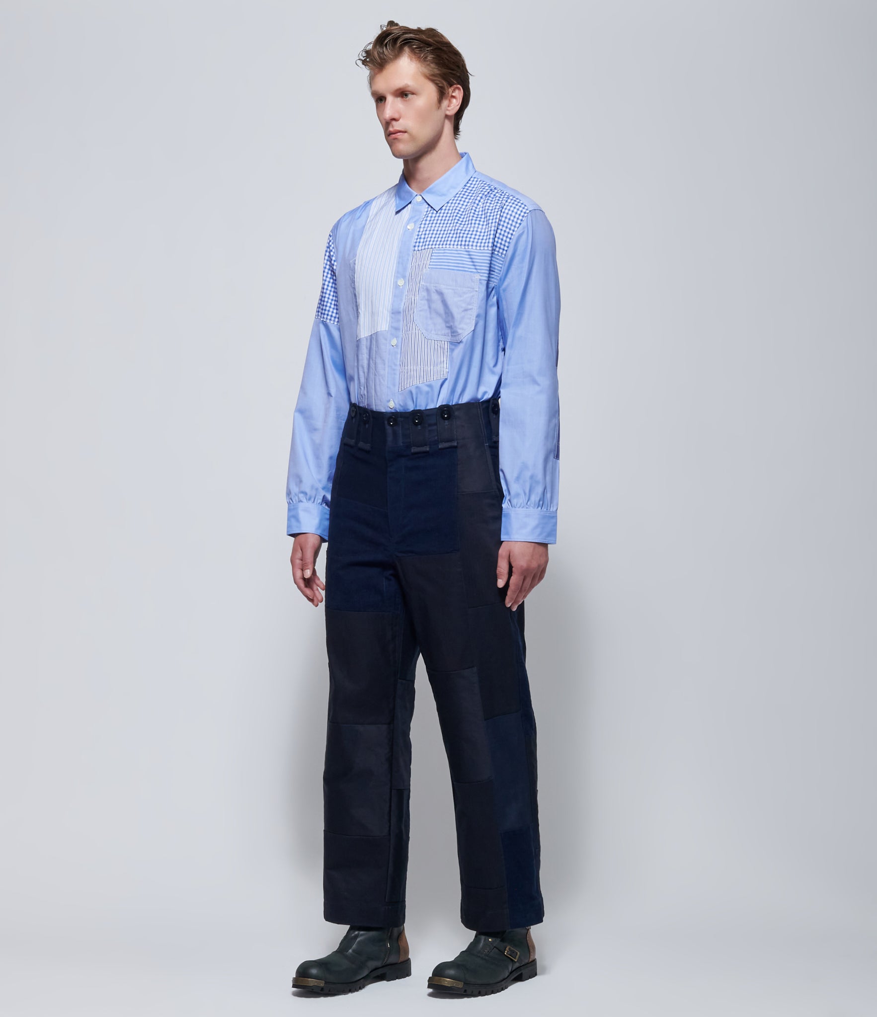 Junya Watanabe Mens Midnight Patchwork Trousers