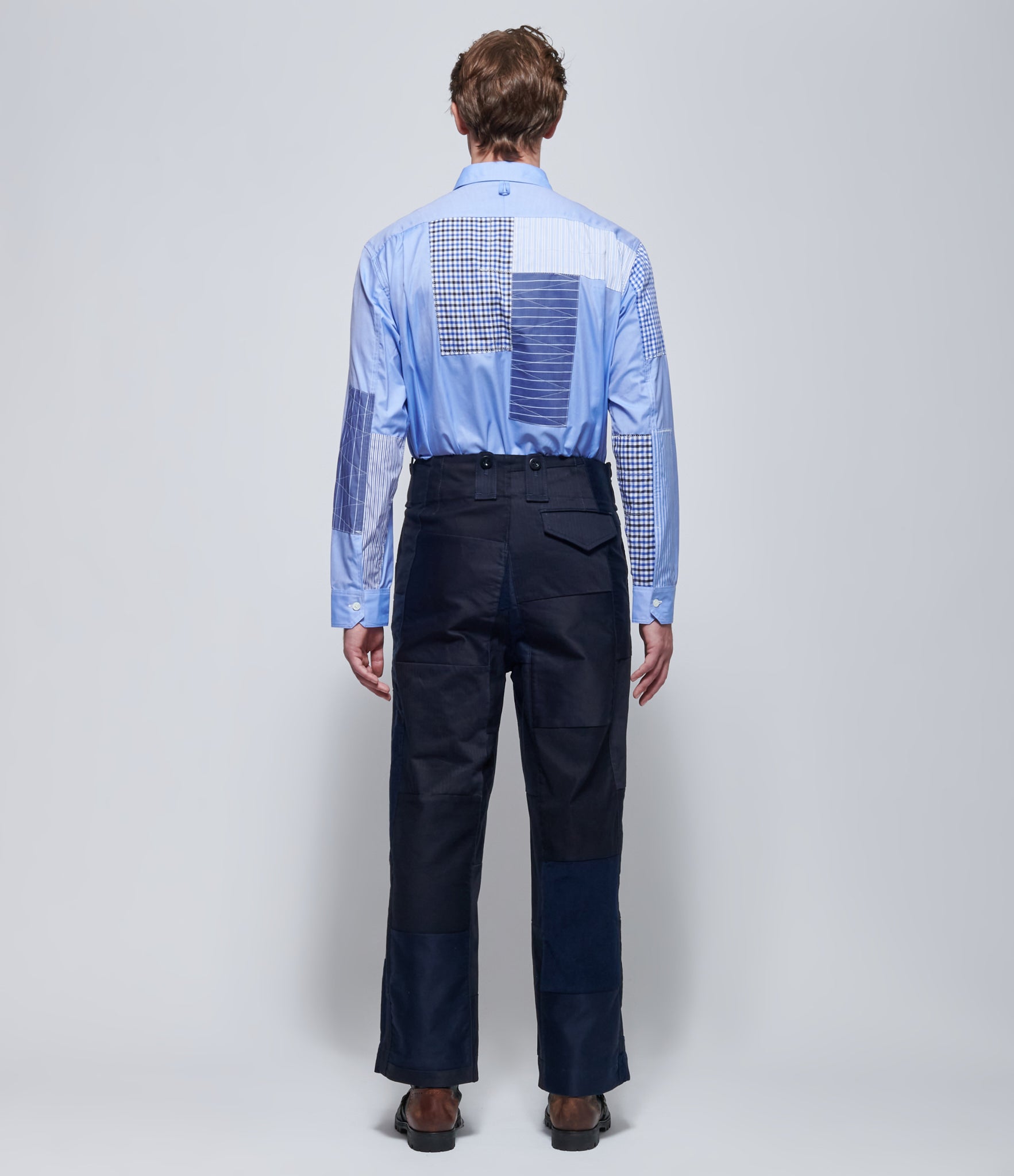 Junya Watanabe Mens Midnight Patchwork Trousers