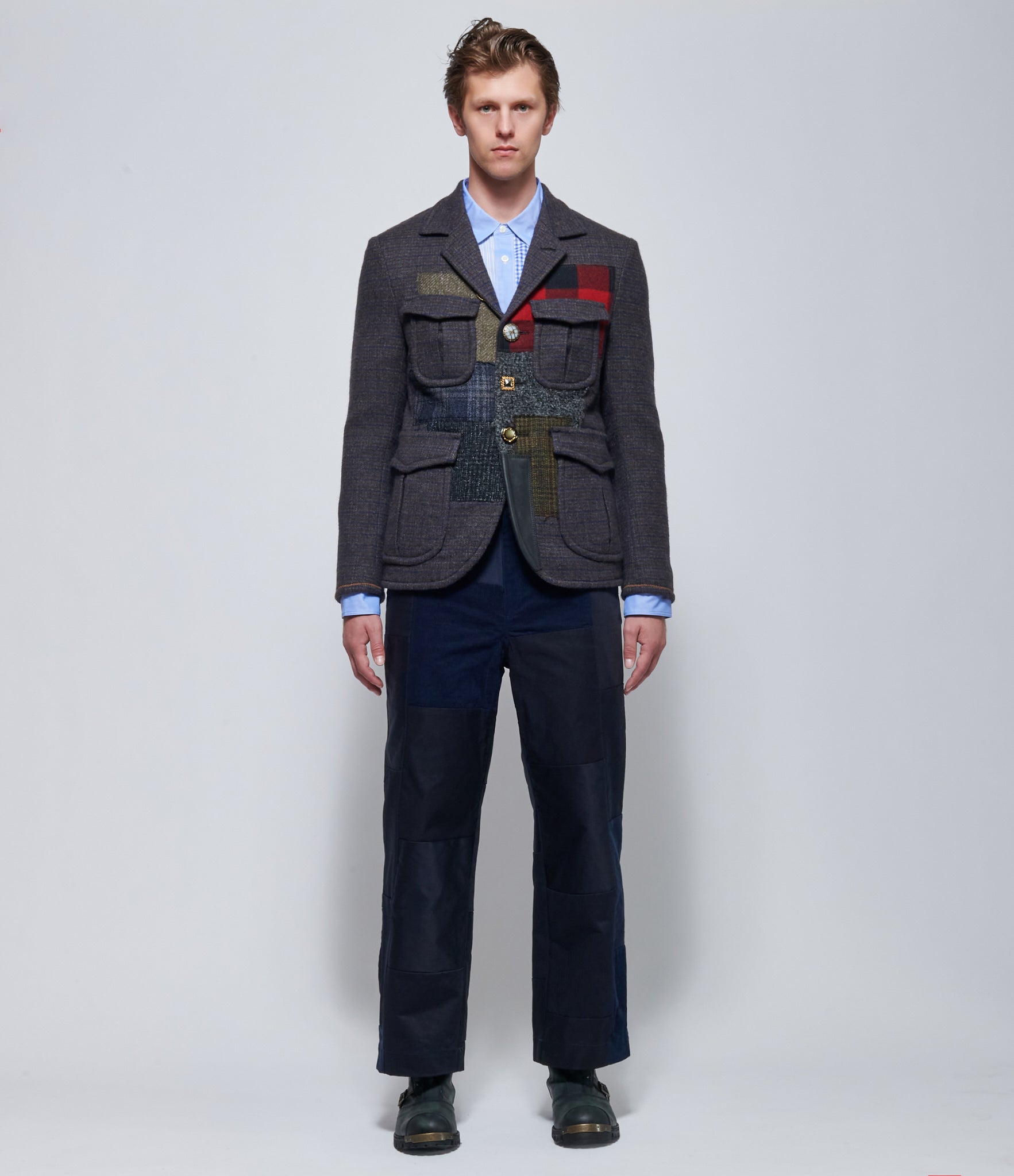 Junya Watanabe Mens Wool Patchwork Blazer