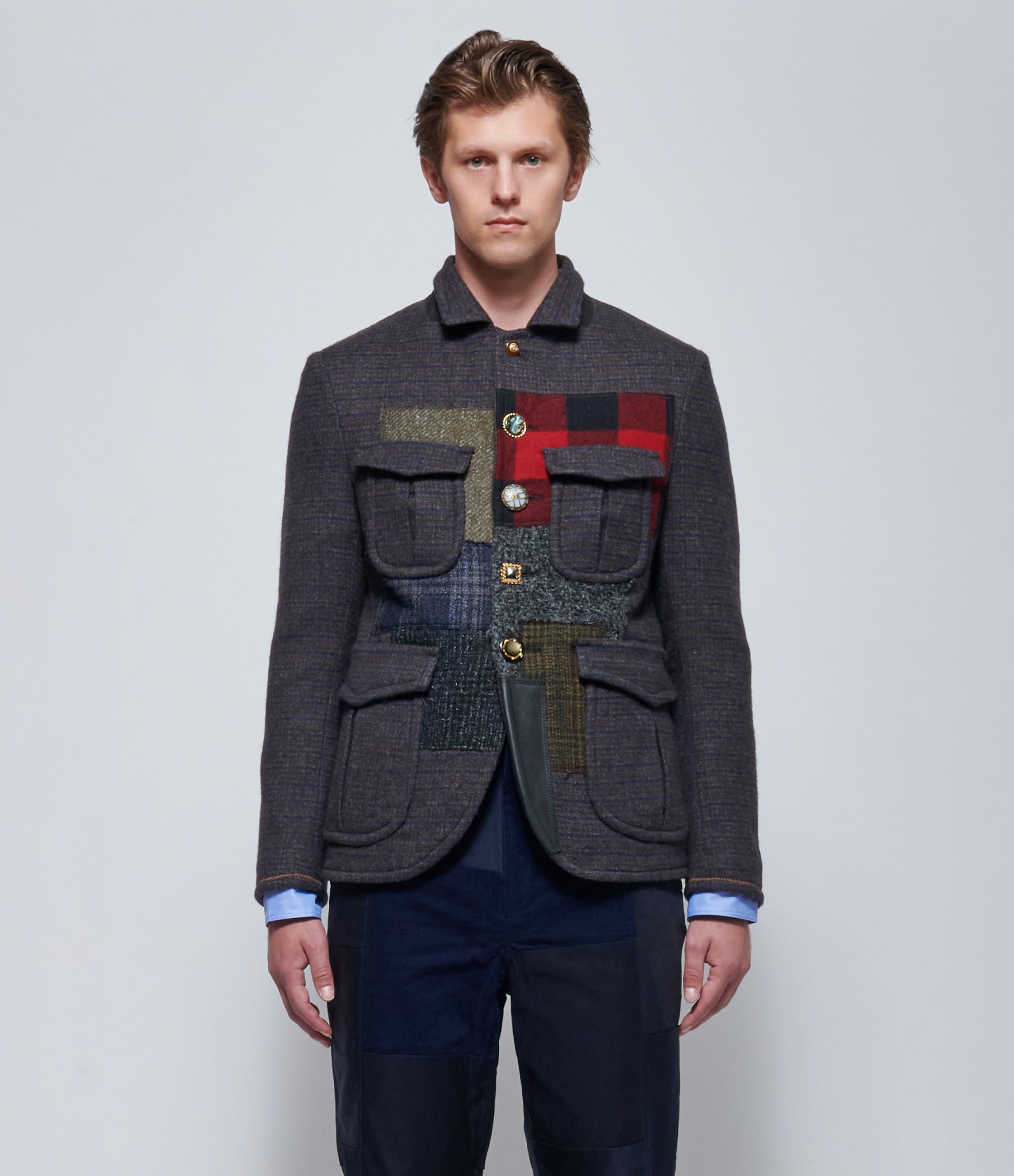 Junya Watanabe Mens Wool Patchwork Blazer