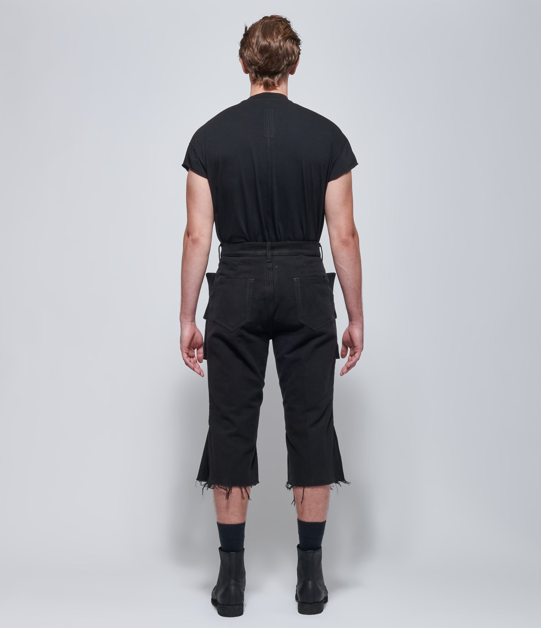 Rick Owens Mens Black Cargo Bolan Cutoffs
