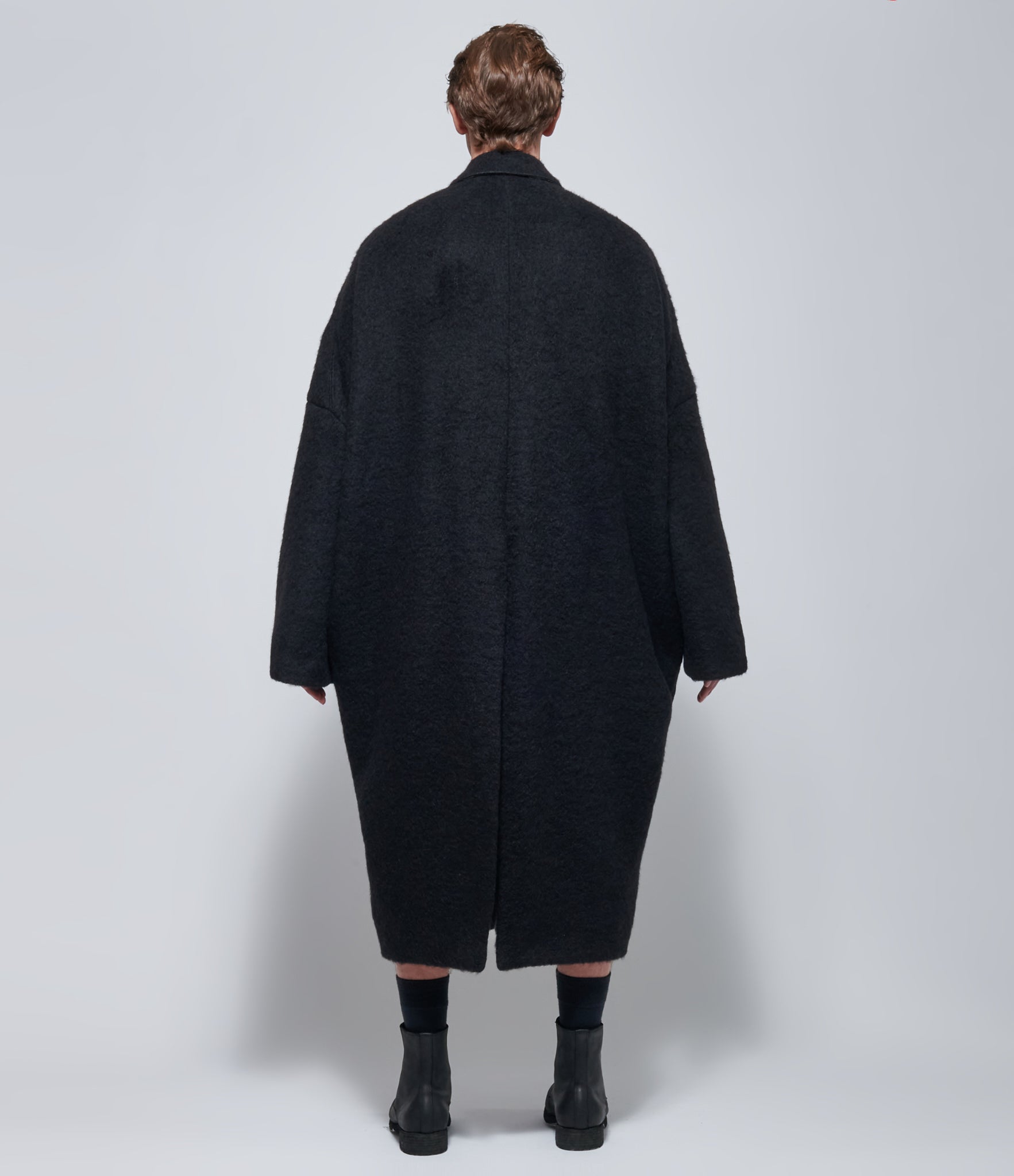 Rick Owens Mens Brushed Alpaca Poiret Coat in Black