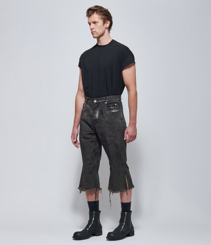 Rick Owens Mens Denim Bolan Cutoffs in Dust