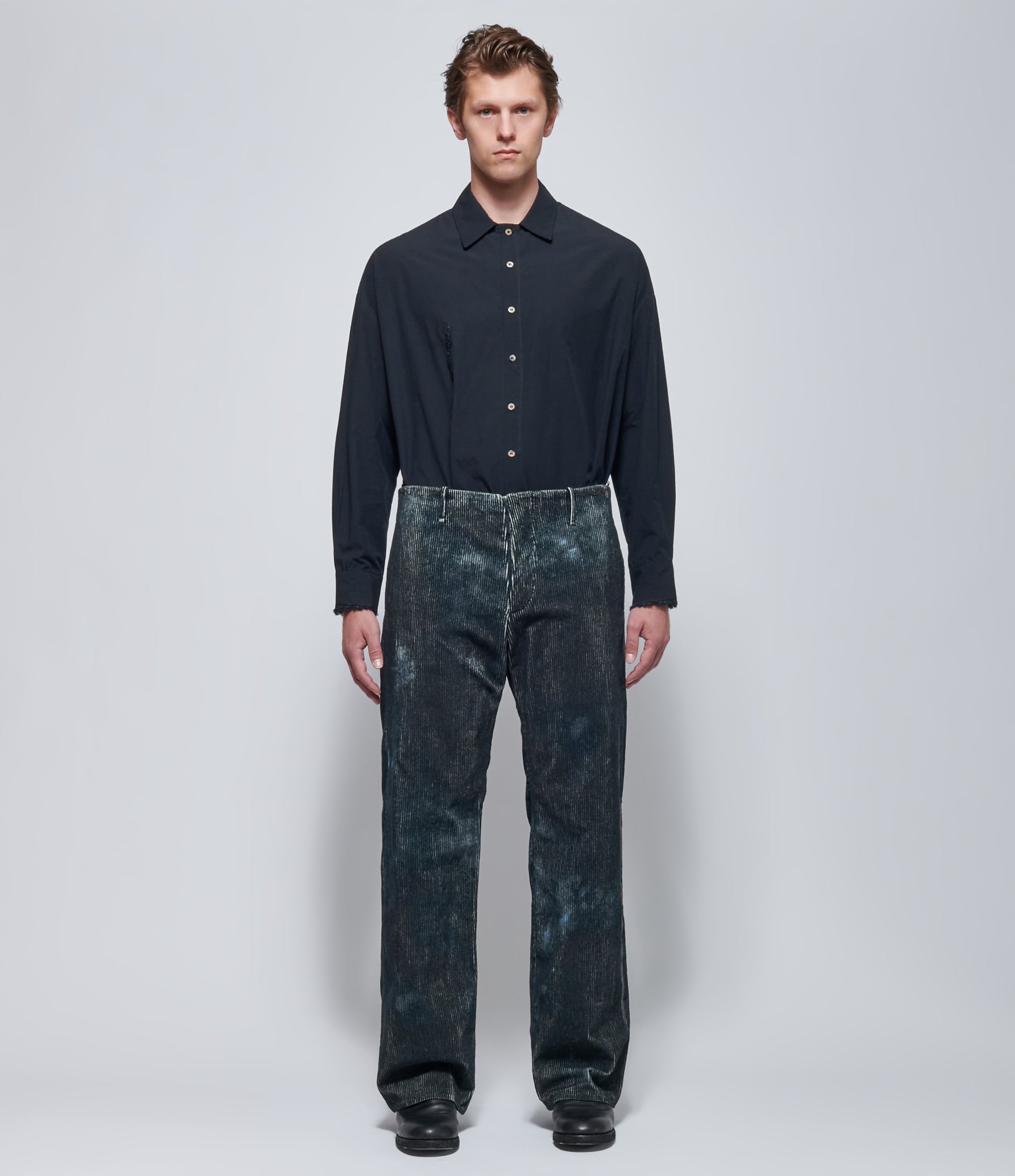K'ANG Mens Off-Black Straight-Fit 2 Flap Trousers