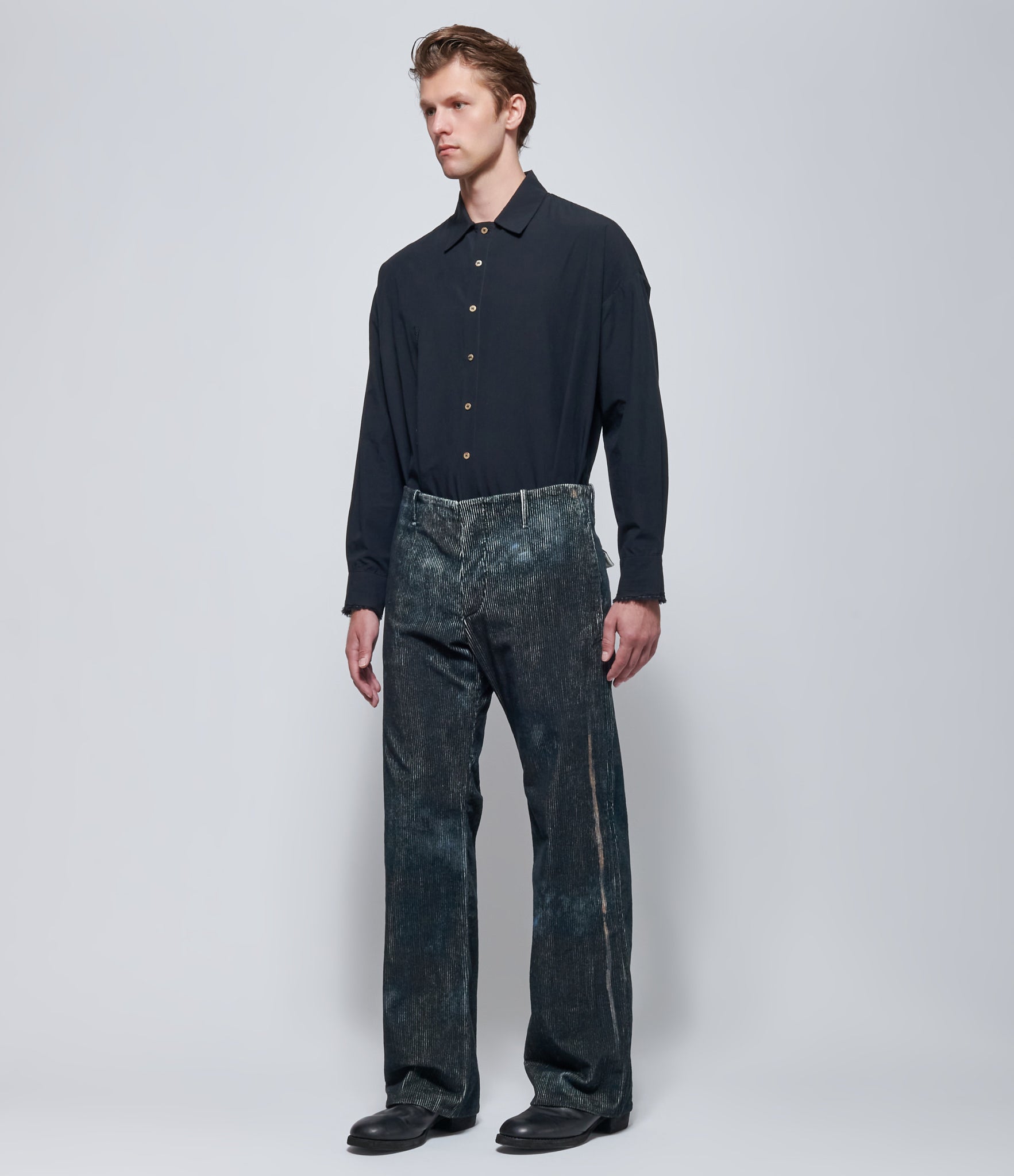 K'ANG Mens Off-Black Straight-Fit 2 Flap Trousers