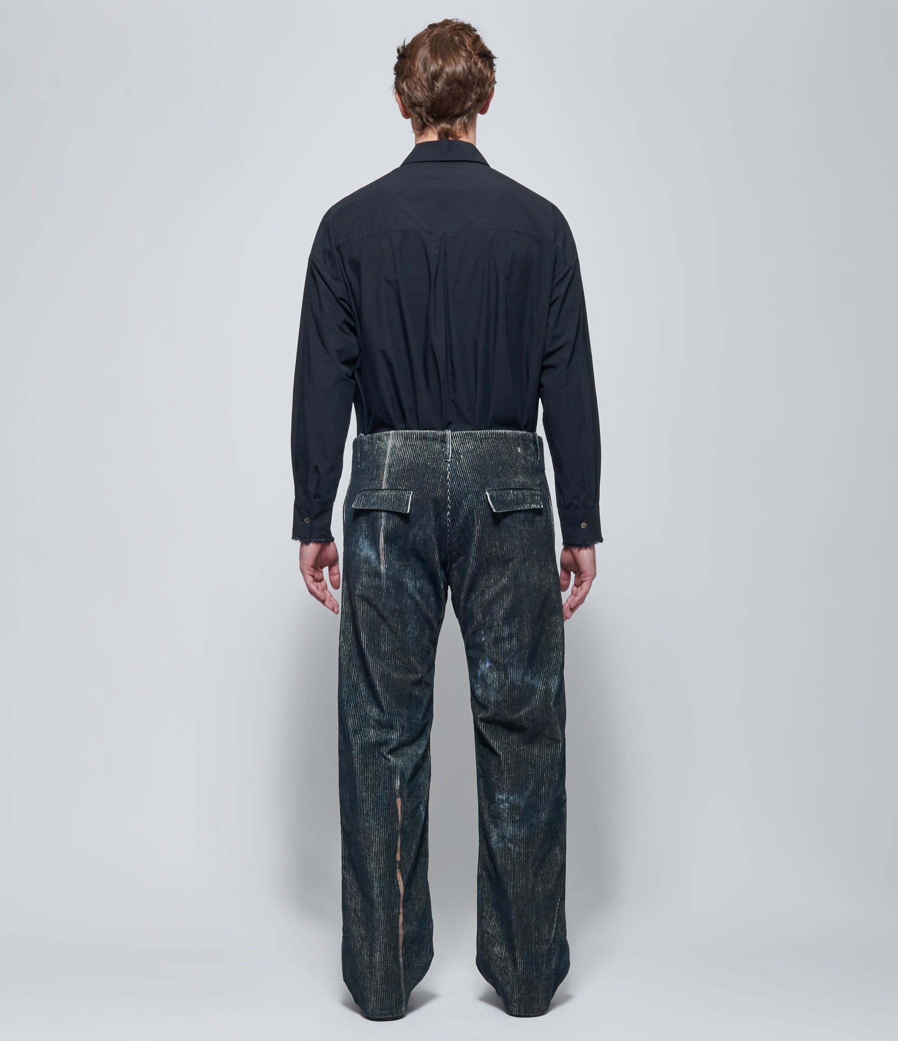 K'ANG Mens Off-Black Straight-Fit 2 Flap Trousers