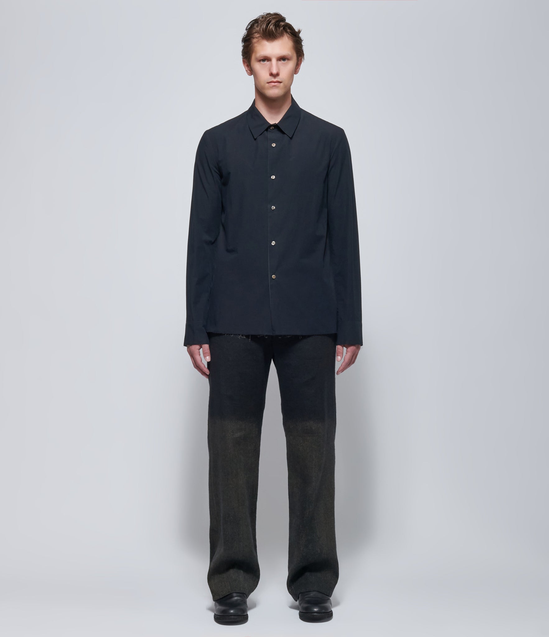 K'ANG Mens Reversible Black and Grey Mid-Fit Shirt