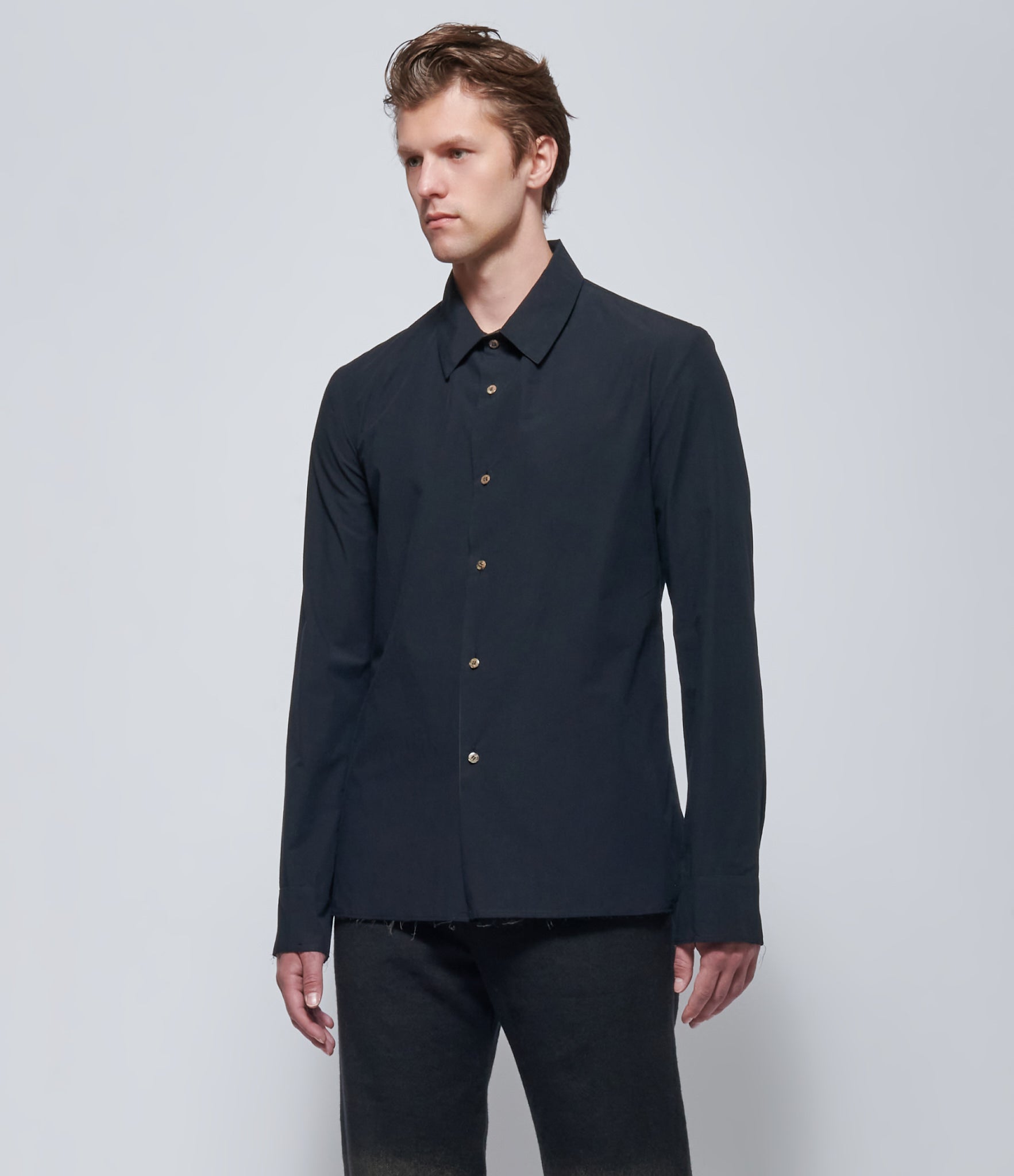 K'ANG Mens Reversible Black and Grey Mid-Fit Shirt