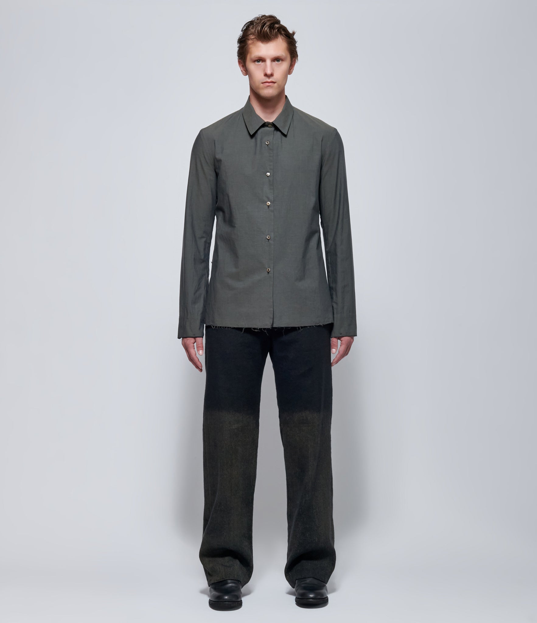 K'ANG Mens Reversible Black and Grey Mid-Fit Shirt