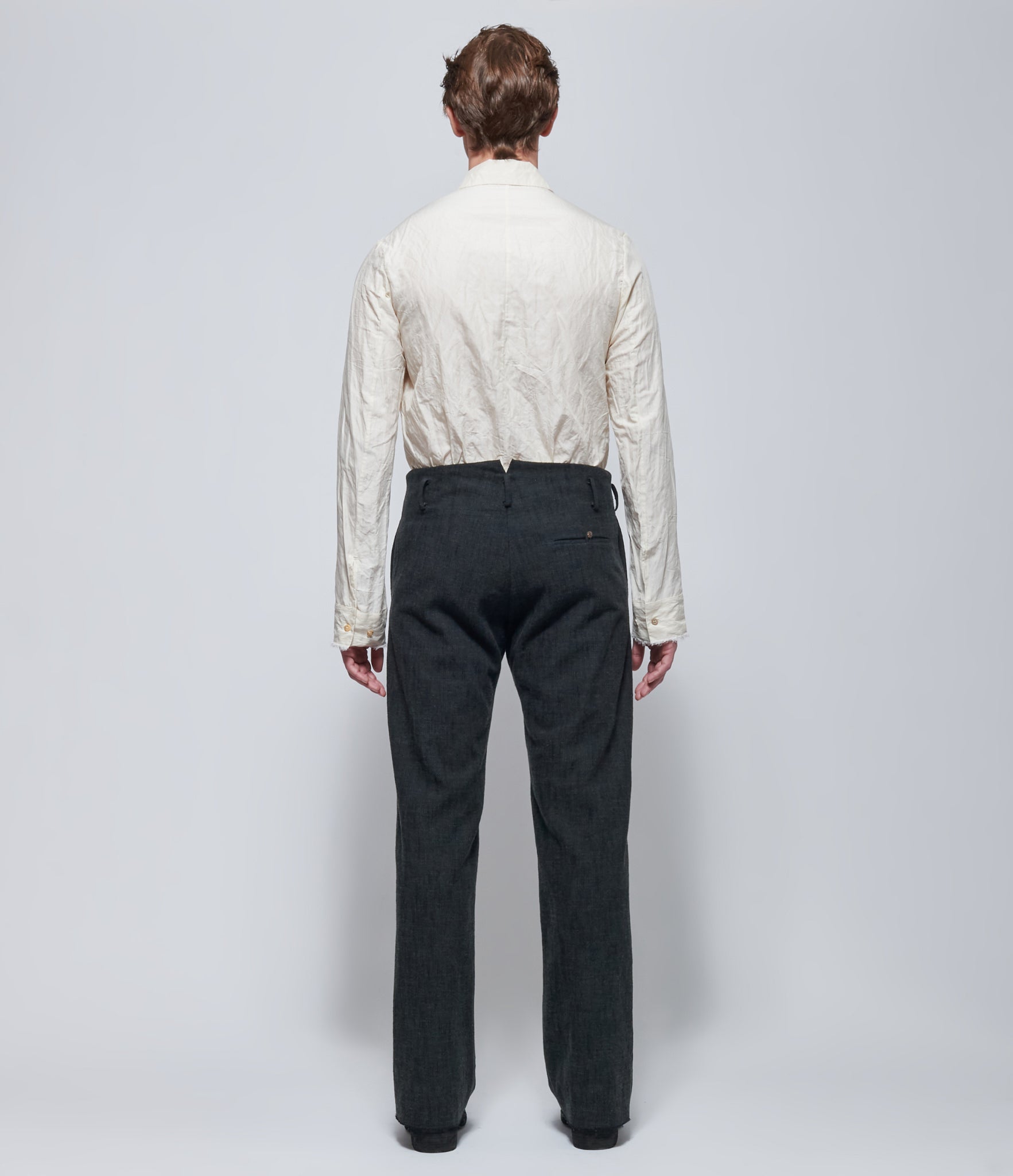 K'ANG Mens Dark Greyish Green Embroidered Straight-Leg Trousers