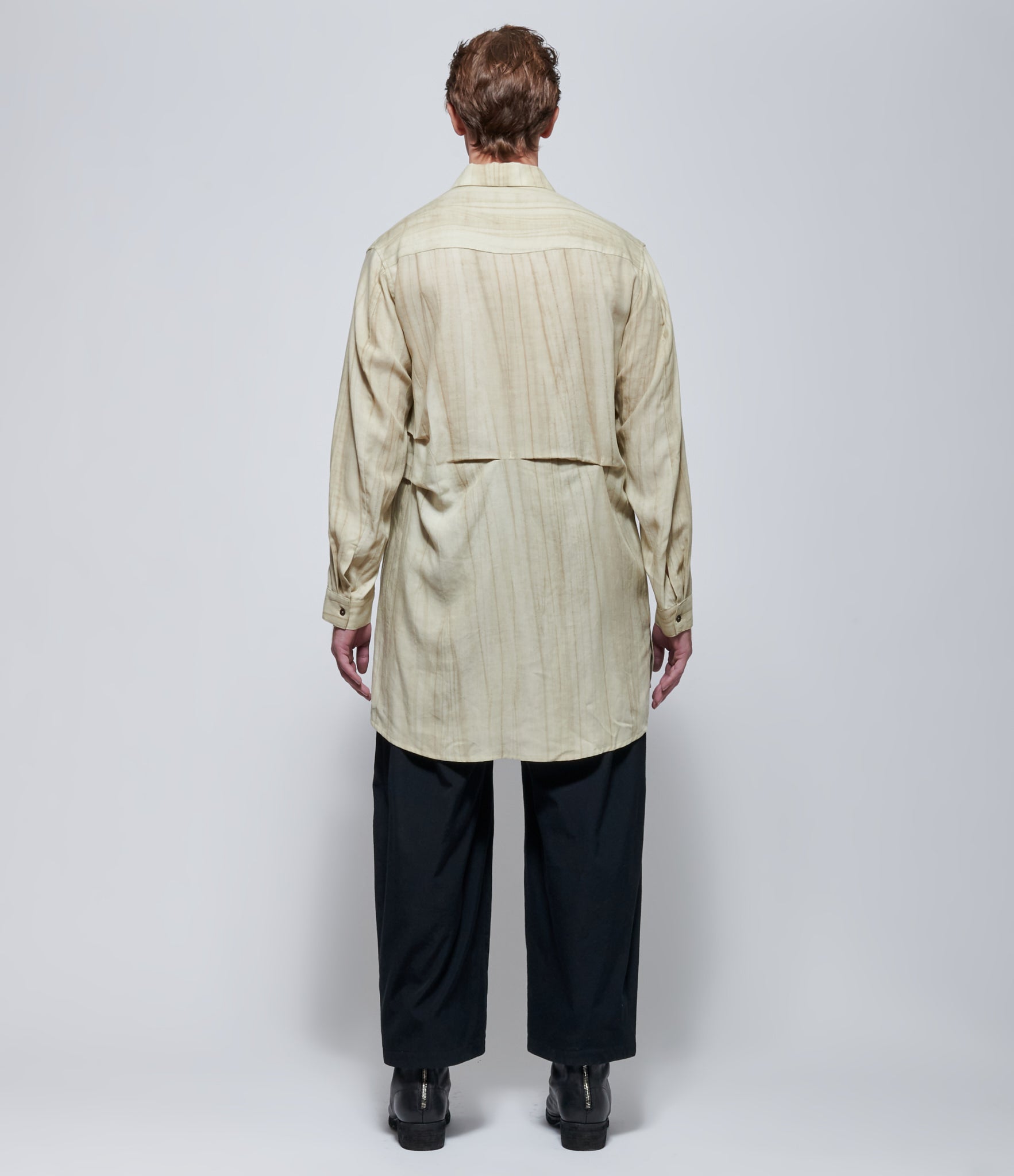 Chiahung Su Asymmetrical Horizontal Pleat Shirt in Bamboo