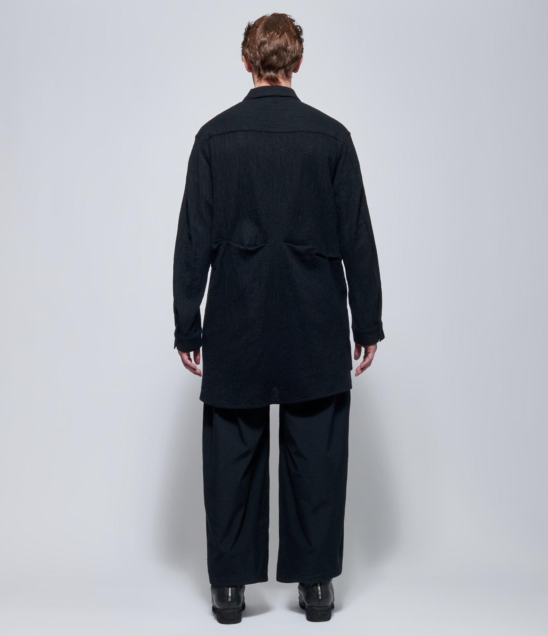 Chiahung Su Asymmetrical Horizontal Pleat Shirt in Black
