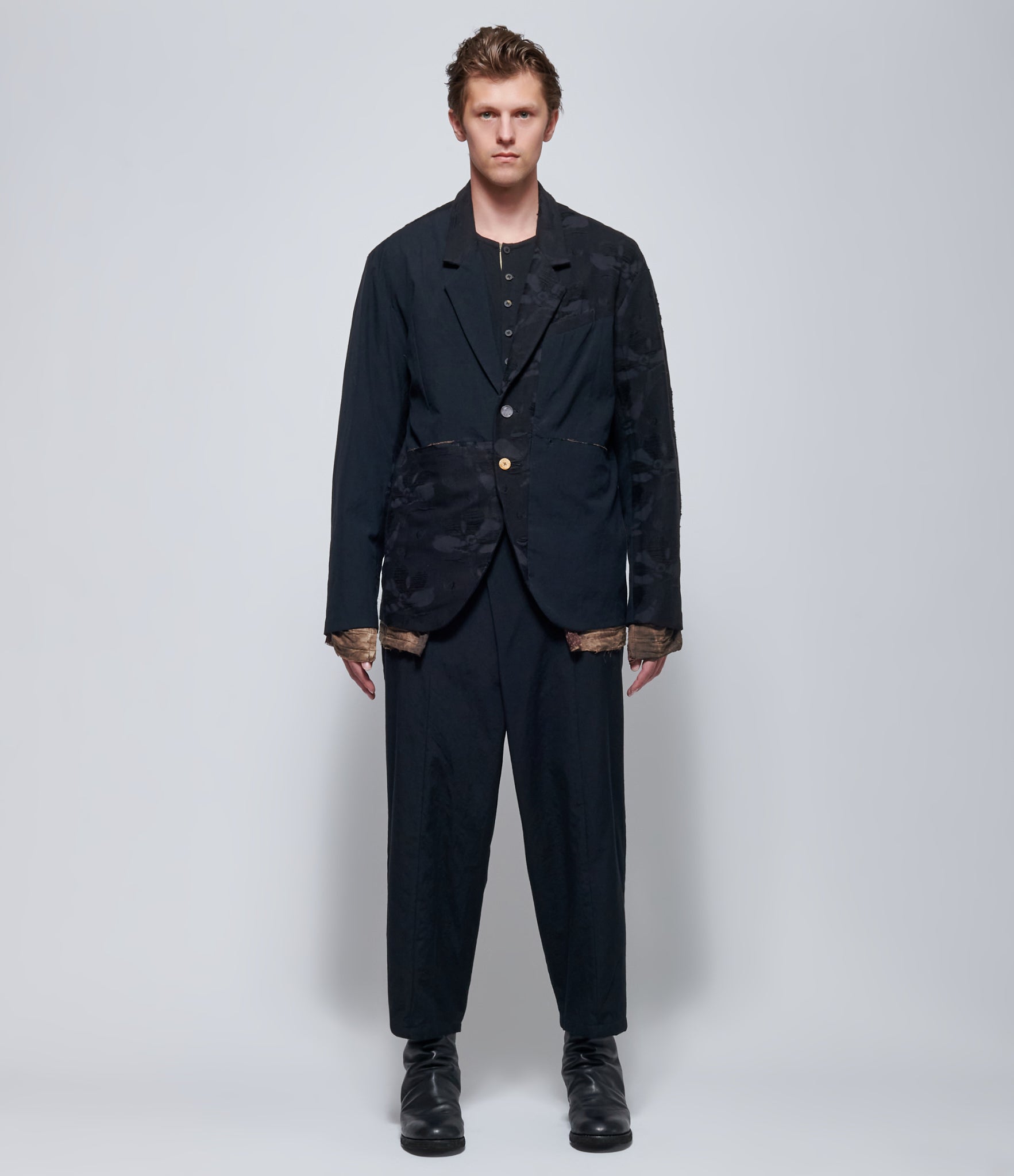 Chiahung Su Hand Woven & Dyed Black Floral Patchwork Jacket