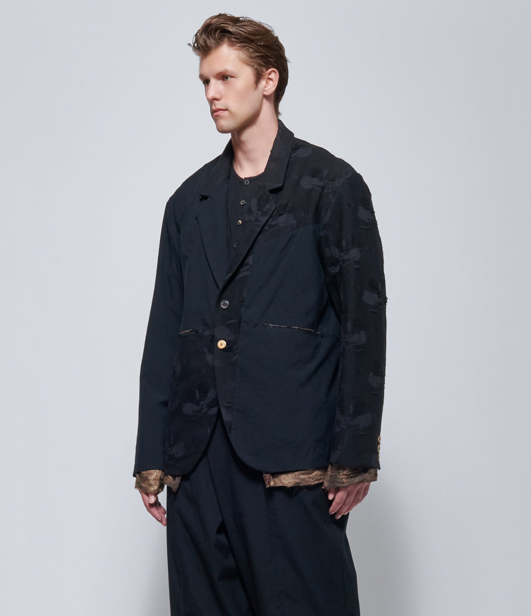 Chiahung Su Hand Woven & Dyed Black Floral Patchwork Jacket